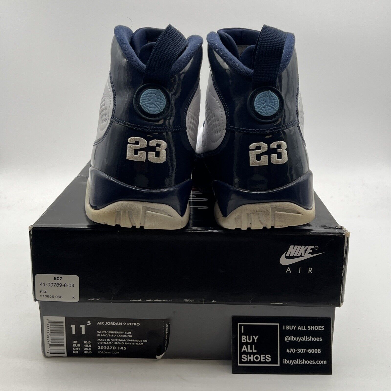 Size 11.5 - Air Jordan 9 Retro UNC (302370-145)