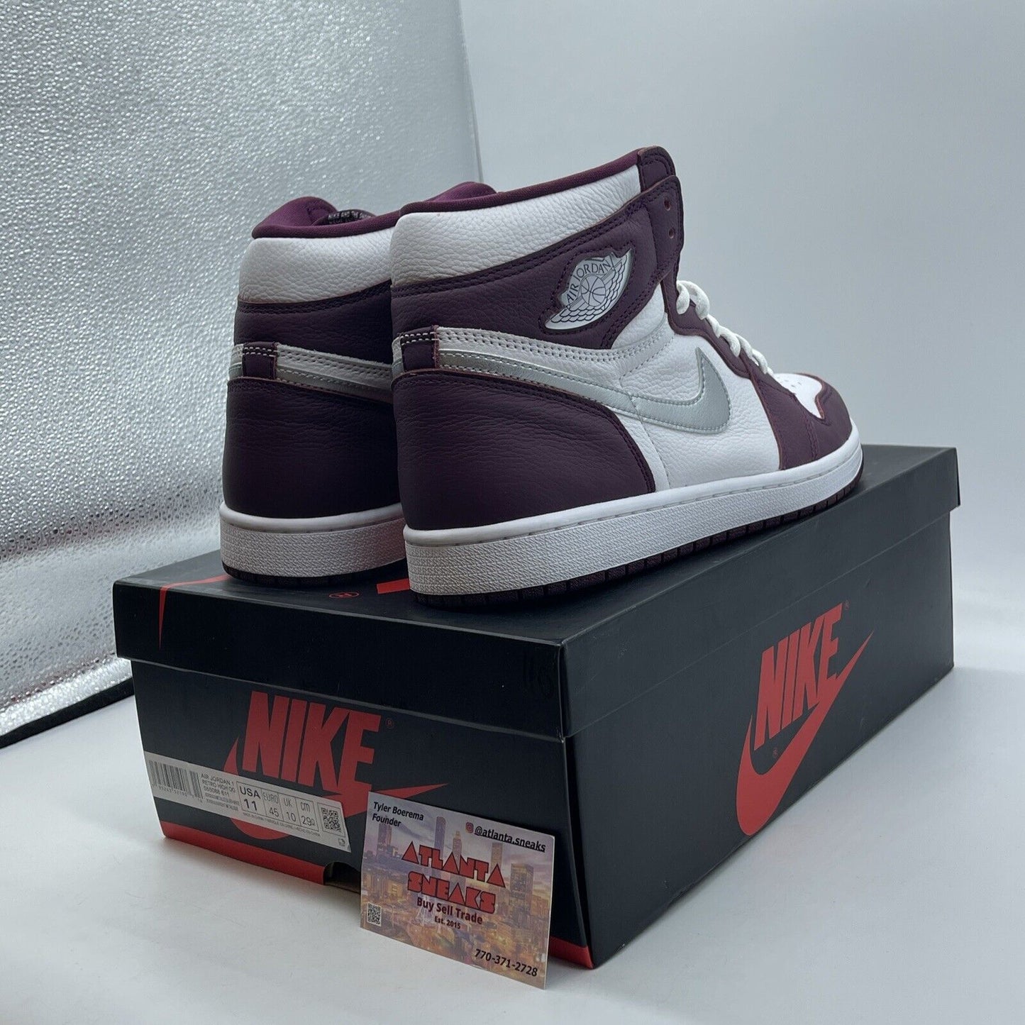 Size 11 - Jordan 1 Retro High OG Bordeaux White Sliver Leather (555088-611)