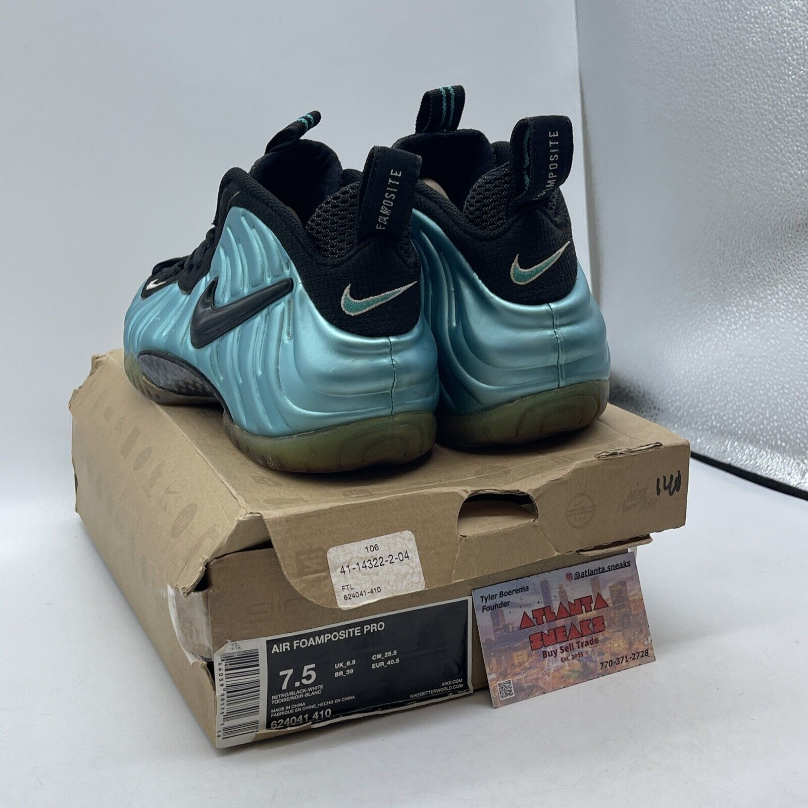 Size 7.5 - Nike Air Foamposite Pro Electric Blue Leather Black Suede (624041-410