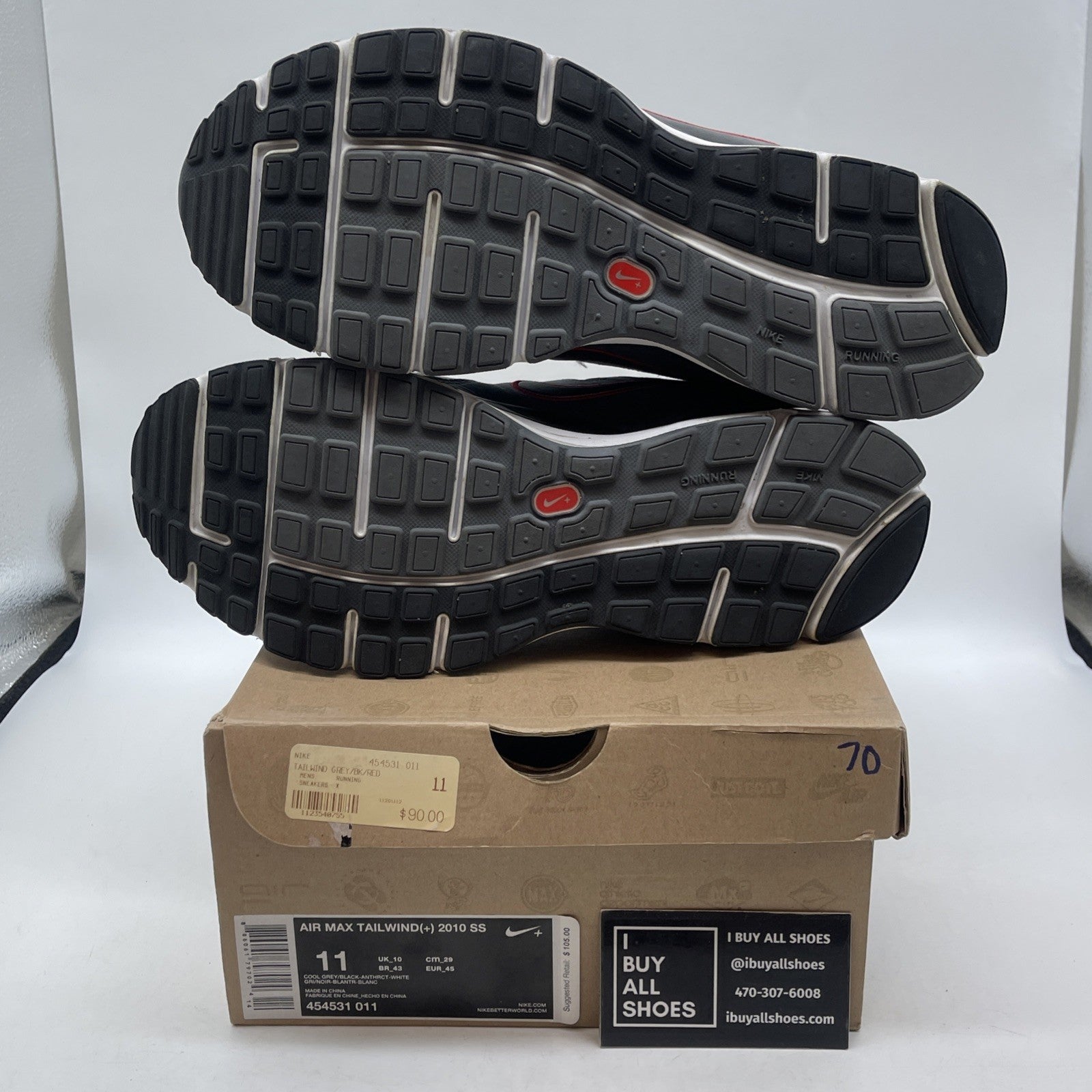 Size 11 - NWOB Nike Tailwind Sneakers Shoes Grey Suede Leather (454531-011)