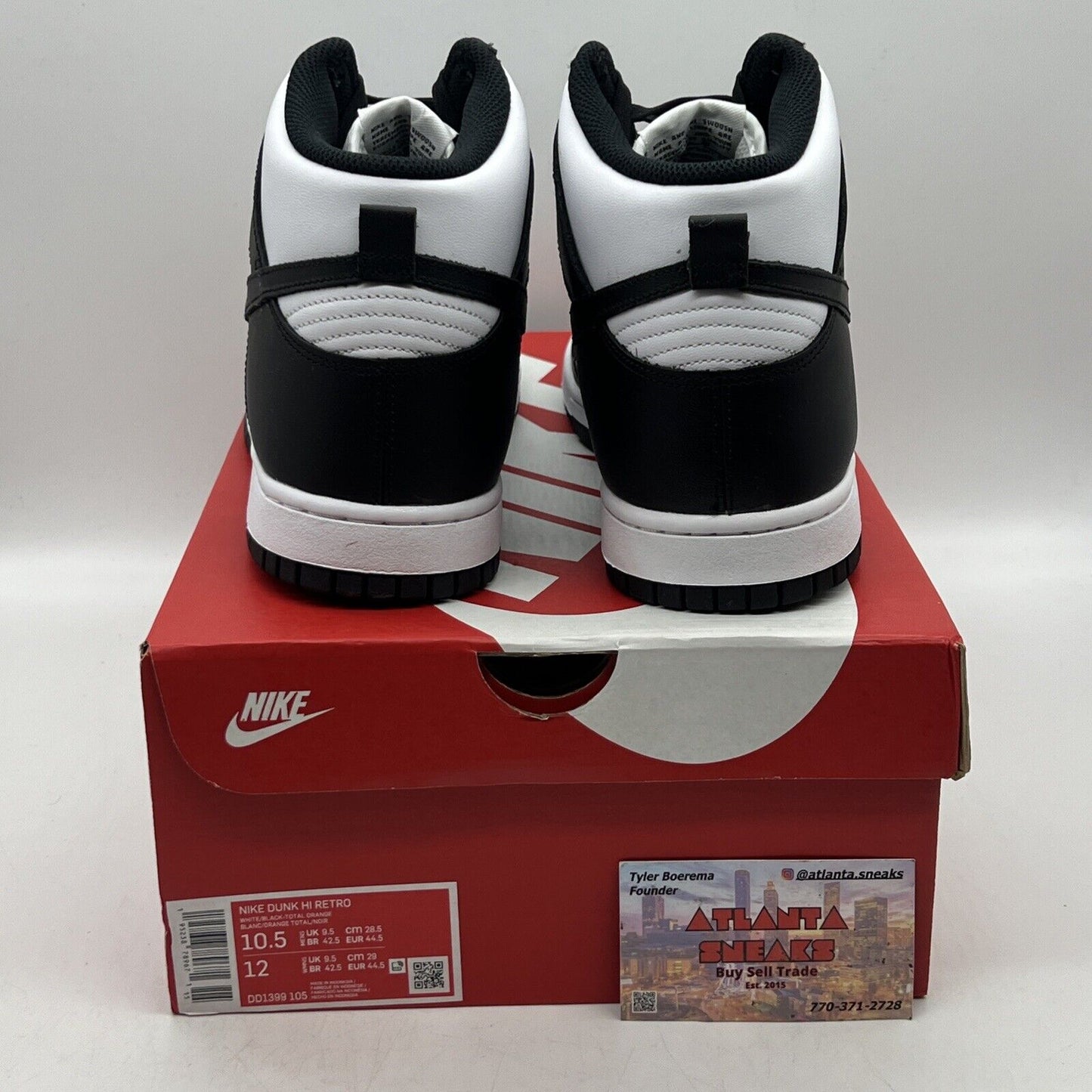 Size 10.5 - Nike Dunk High Black White Brand New Og All