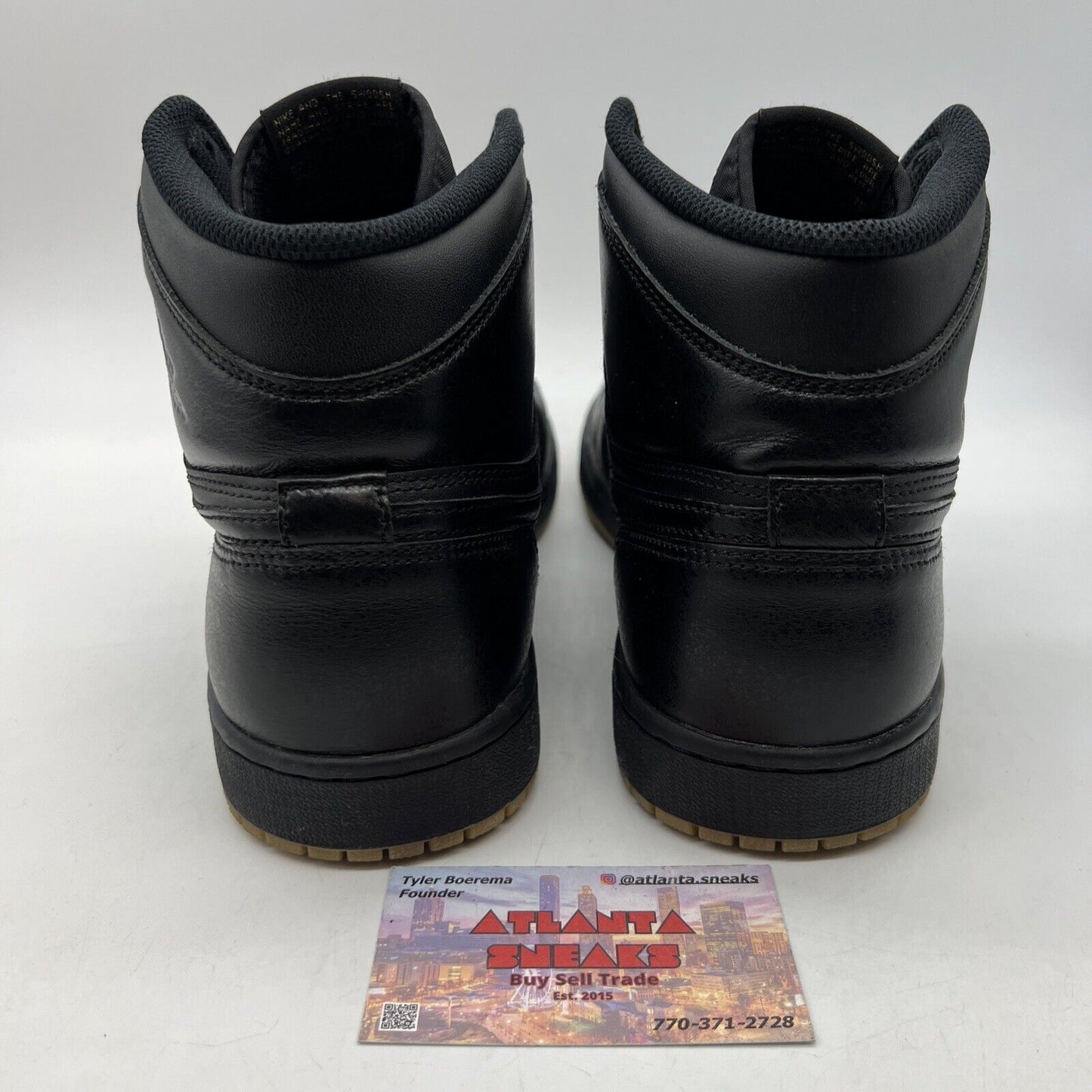 Size 11.5 - Air Jordan 1 Retro Gum Bottom Black Leather (555088-020)