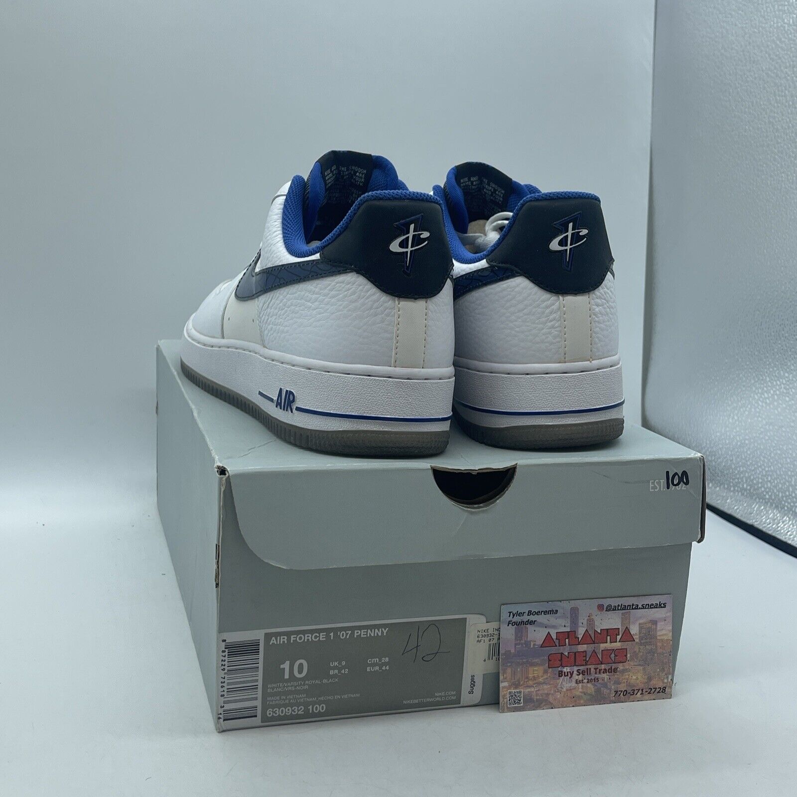 Size 10 - Nike Air Force 1 '07 Penny Hardaway Blue White Leather (630932-100)