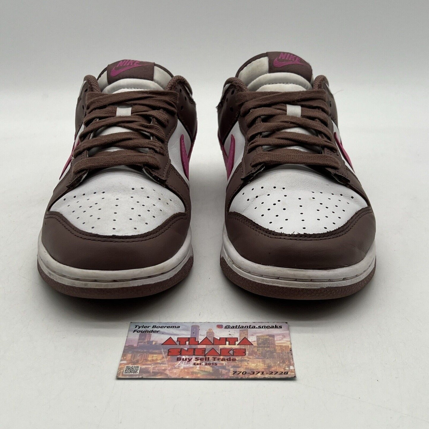 Size 9.5W - Nike Dunk Low Smokey Mauve Playful Pink White Leather (FZ3611-208)