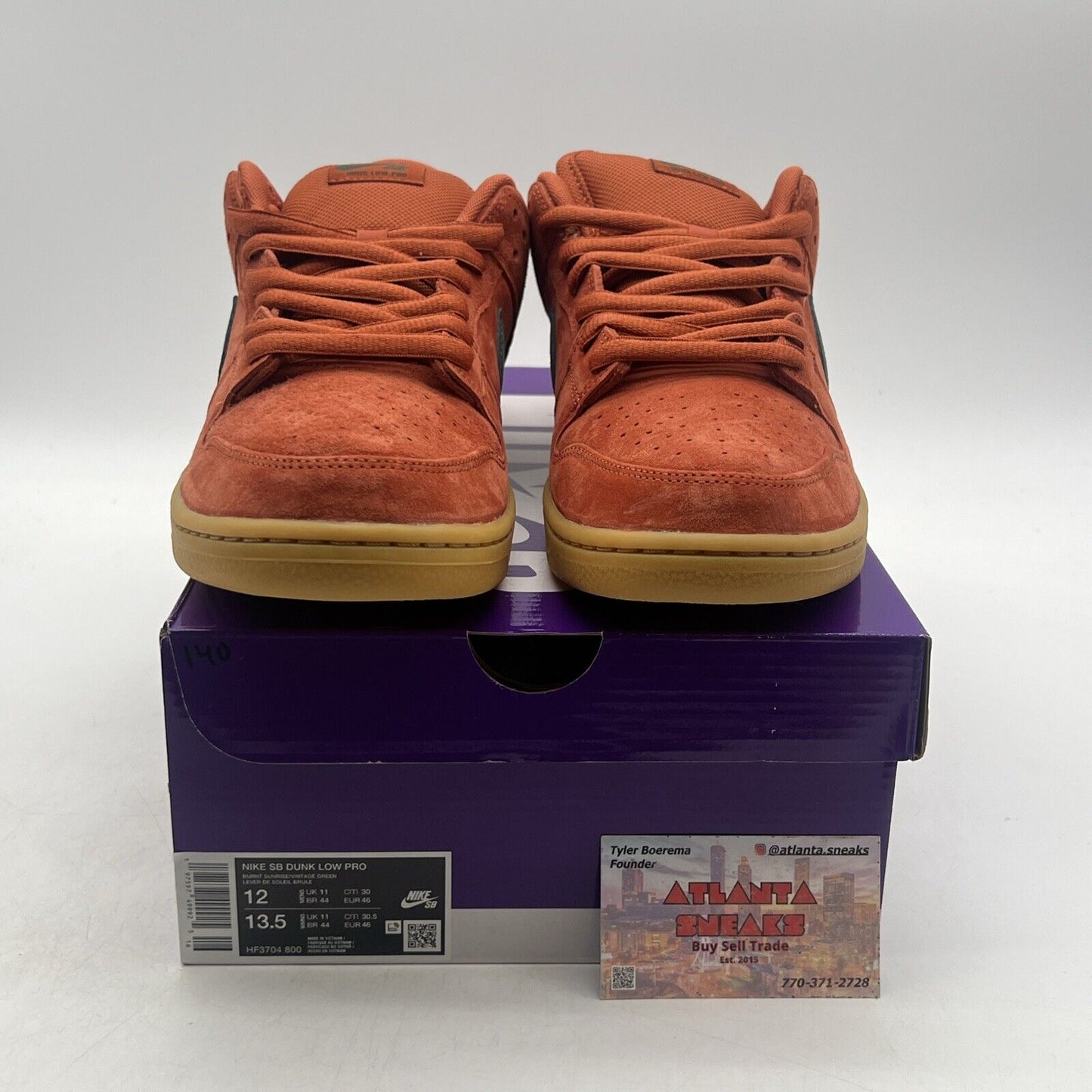 Size 12 - Nike Dunk SB Low Burnt Sunrise Gum Suede Black (HF3704-800)