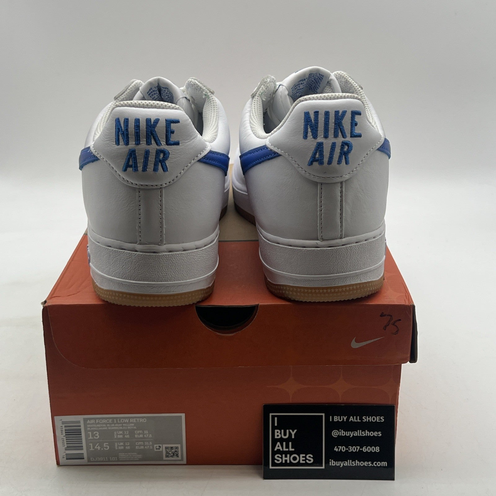 Size 13 -Nike Air Force 1 Low Color of the Month - White Royal Blue (DJ3911-101)