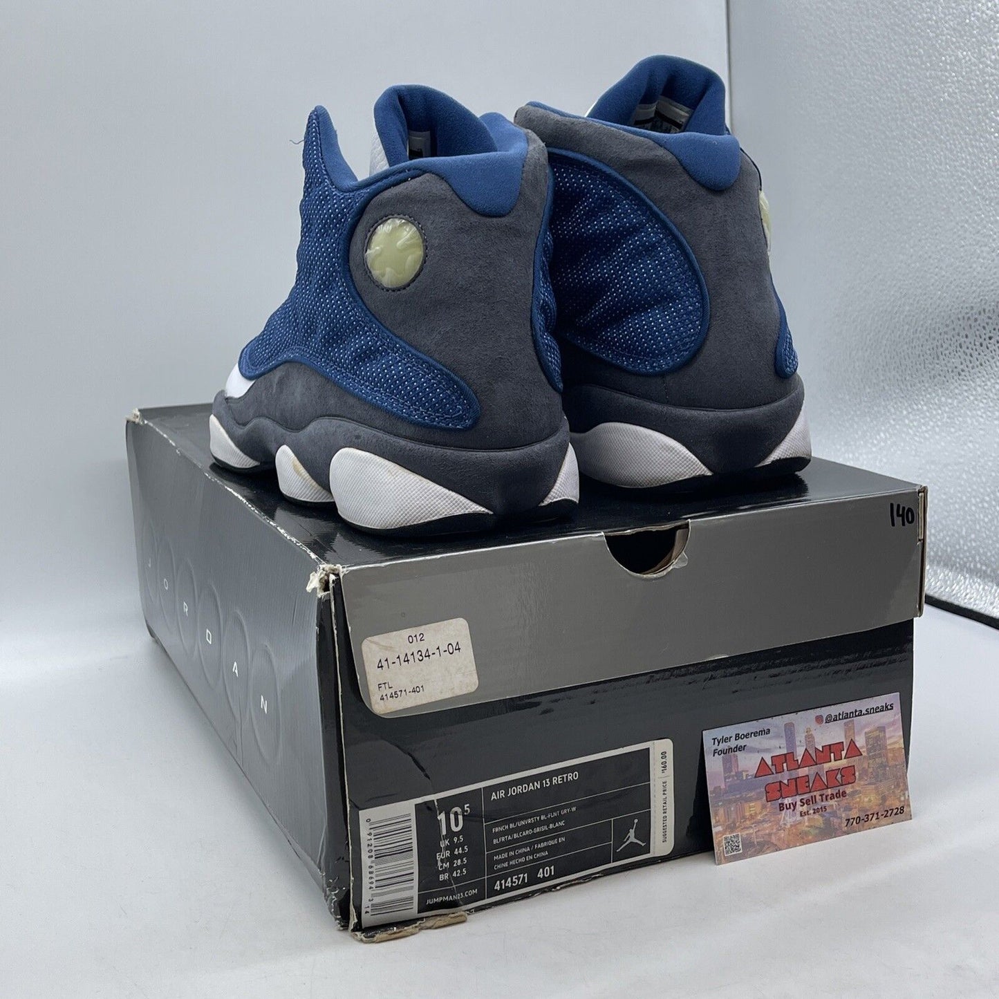 Size 10.5 - Air Jordan 13 Retro 2010 Flint Grey Blue Suede White (414571-401)