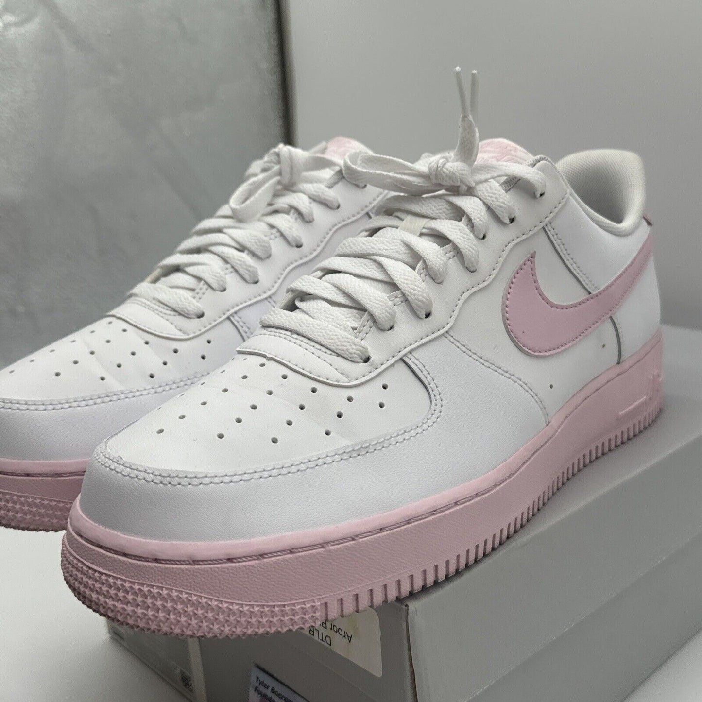 Size 11.5 - Nike Air Force 1 '07 Low White Pink Sole Leather Easter Rare Colorwa