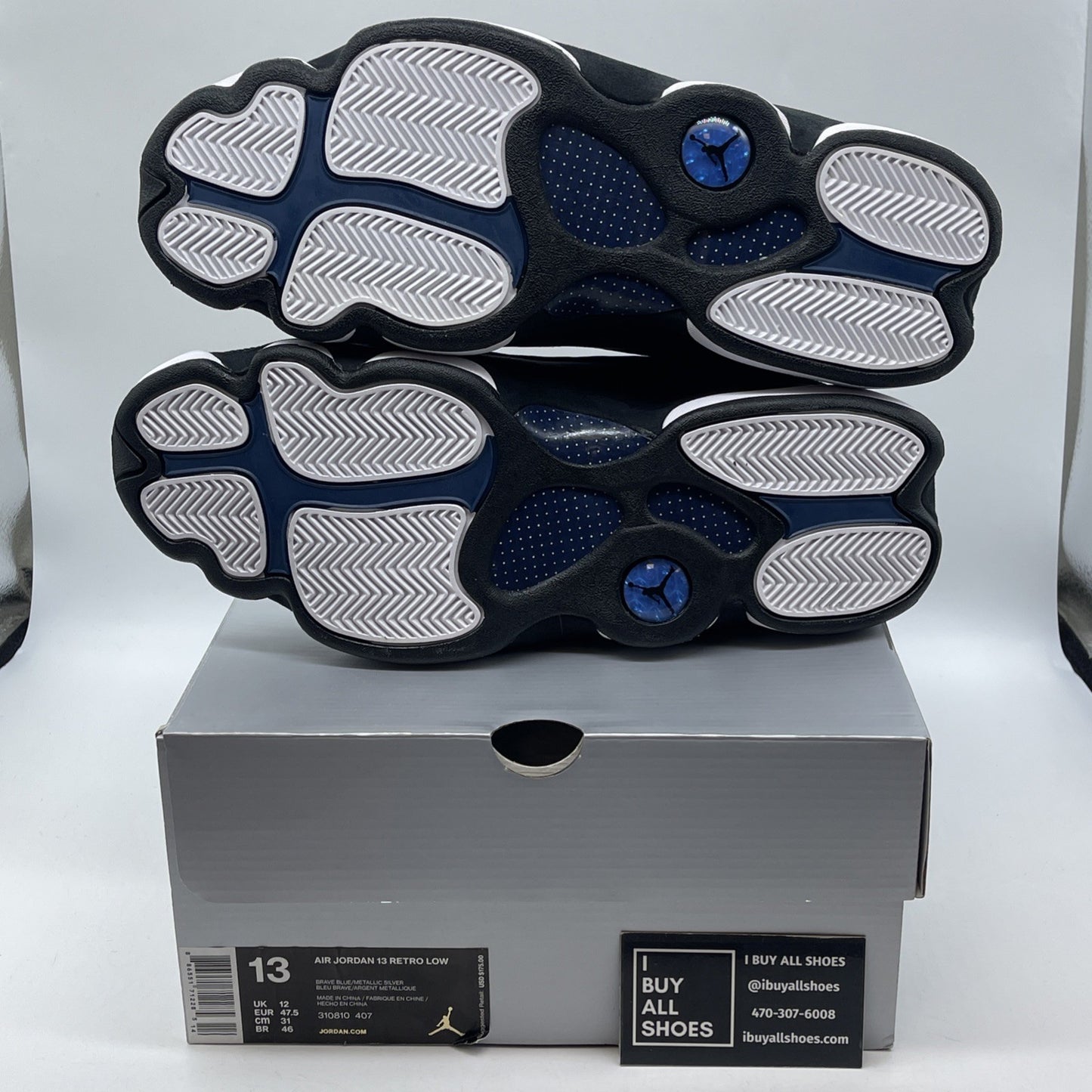 Size 13 - Air Jordan 13 Retro 2017 Low Brave Blue Black Suede (310810-407)