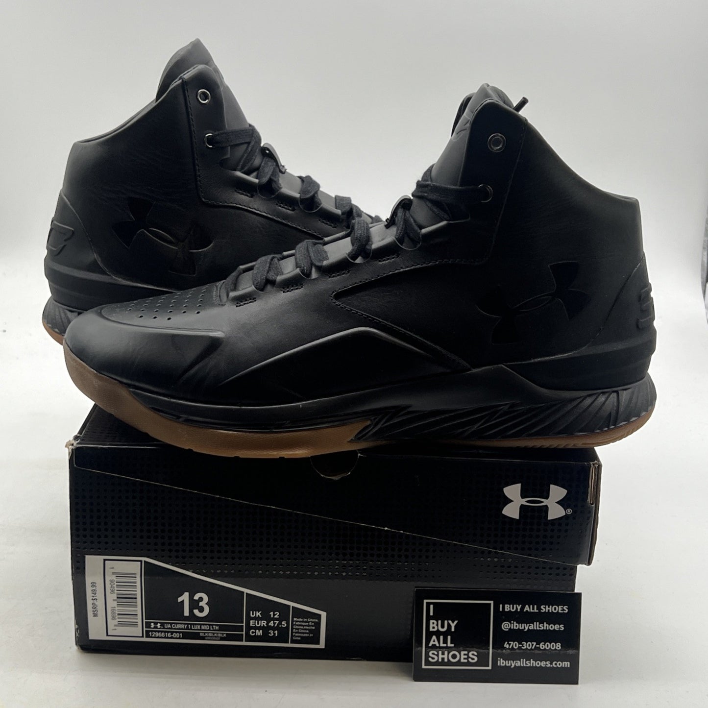 Size 13 - Under Armour Curry 1 Lux Mid Black Gum (1296616-001)