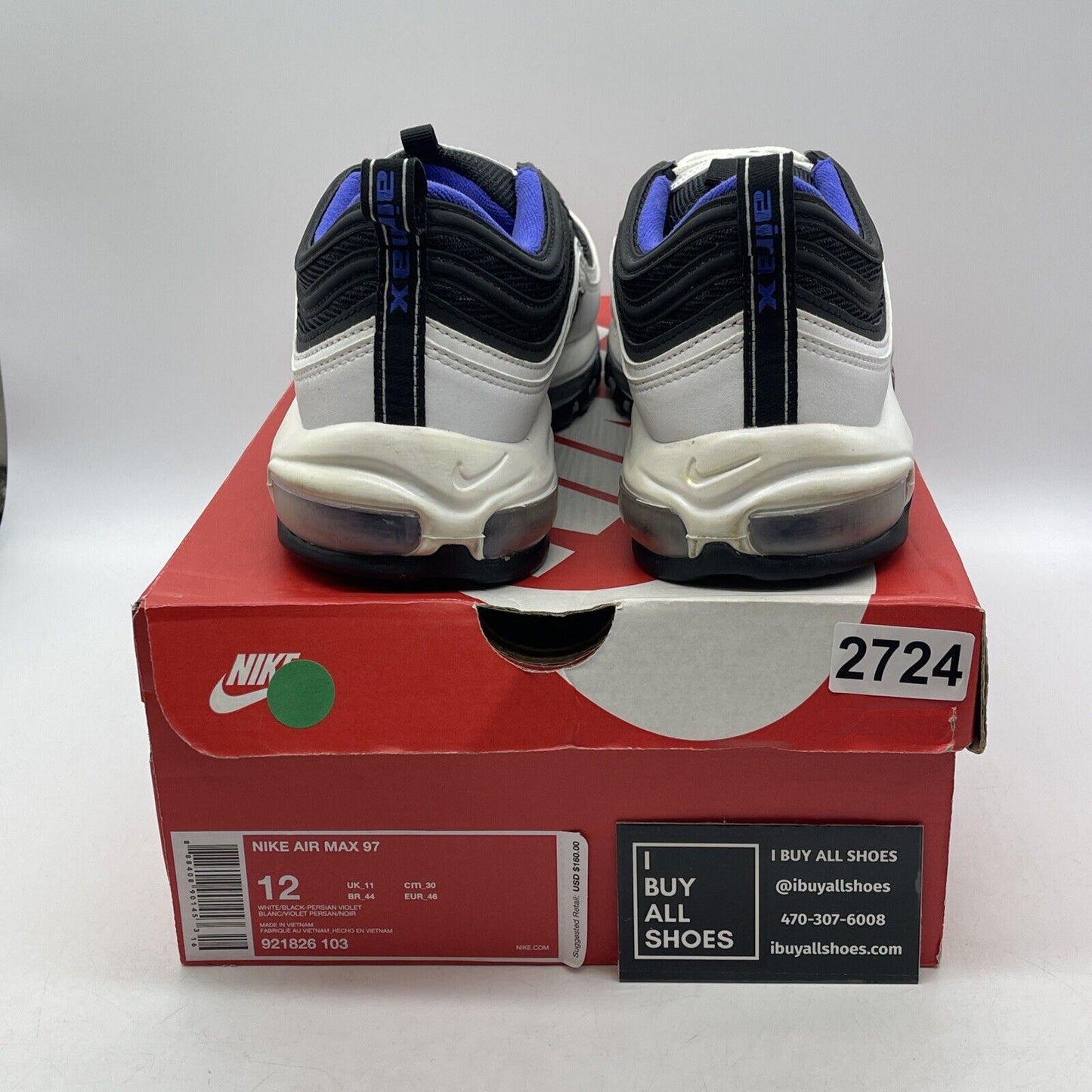 Size 12 - Nike Air Max 97 Persian Violet Black White Purple Suede (921826-103)