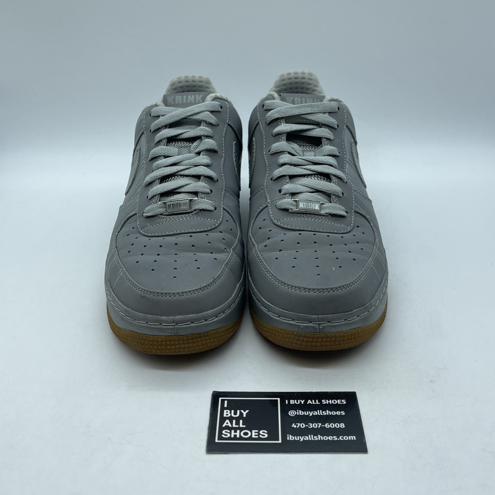 Size 9.5 - Nike Air Force 1 Supreme Low Krink Grey Leather Suede (318985-002)