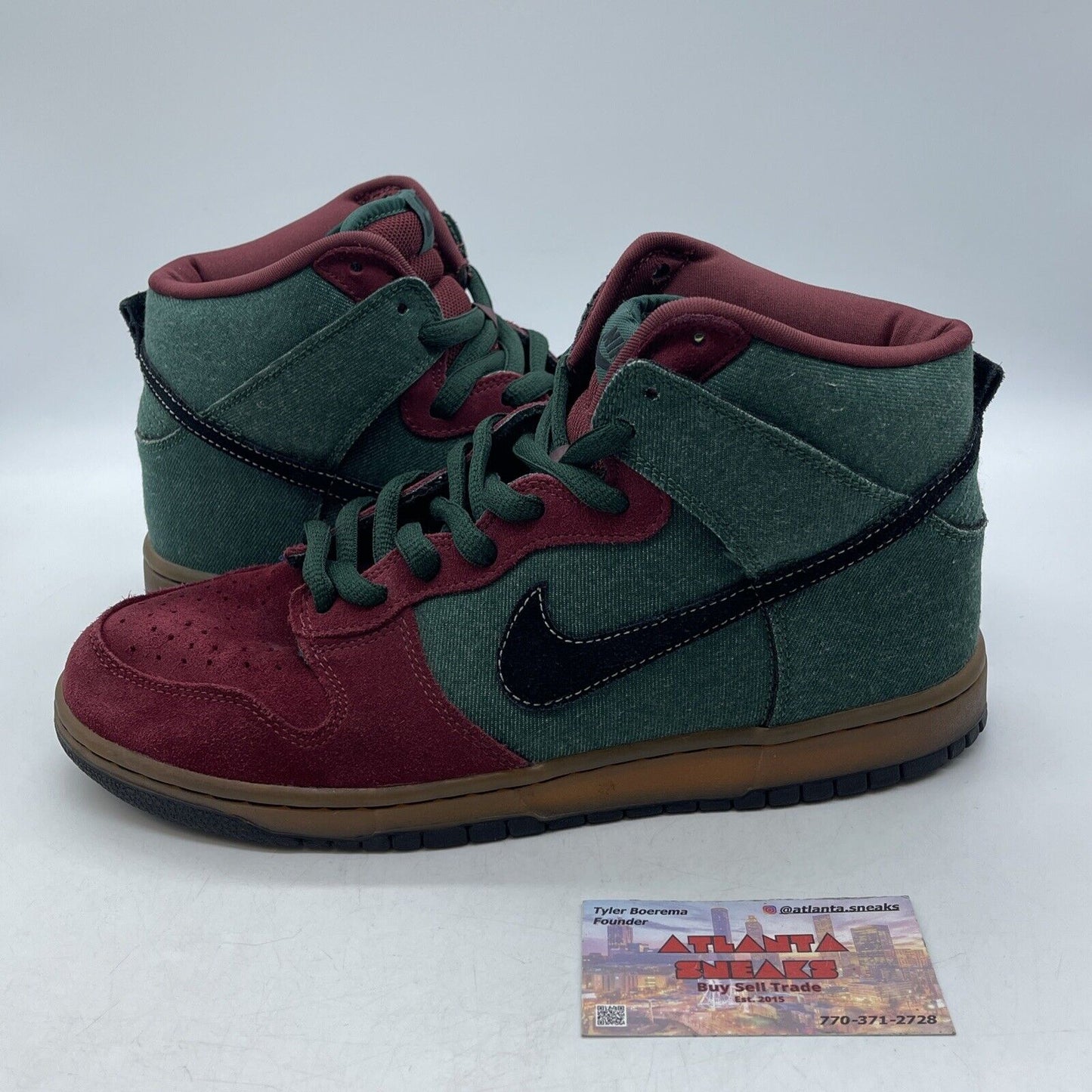 Size 10 - Nike Dunk Pro SB High Goofy Boy Green Burgundy Black (305050-305)