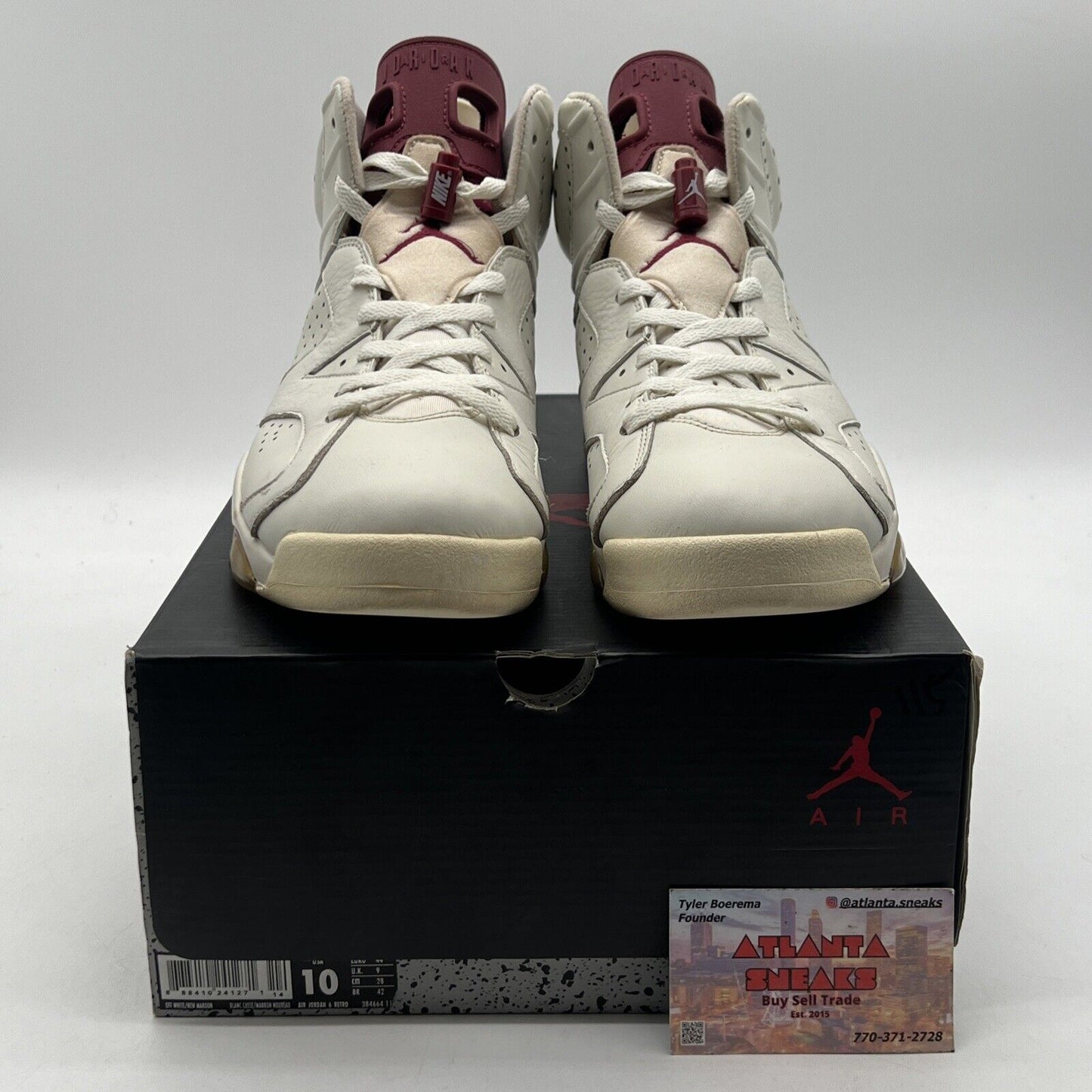 Size 10 - Air Jordan 6 Retro 2015 Maroon White Leather (384664-116)