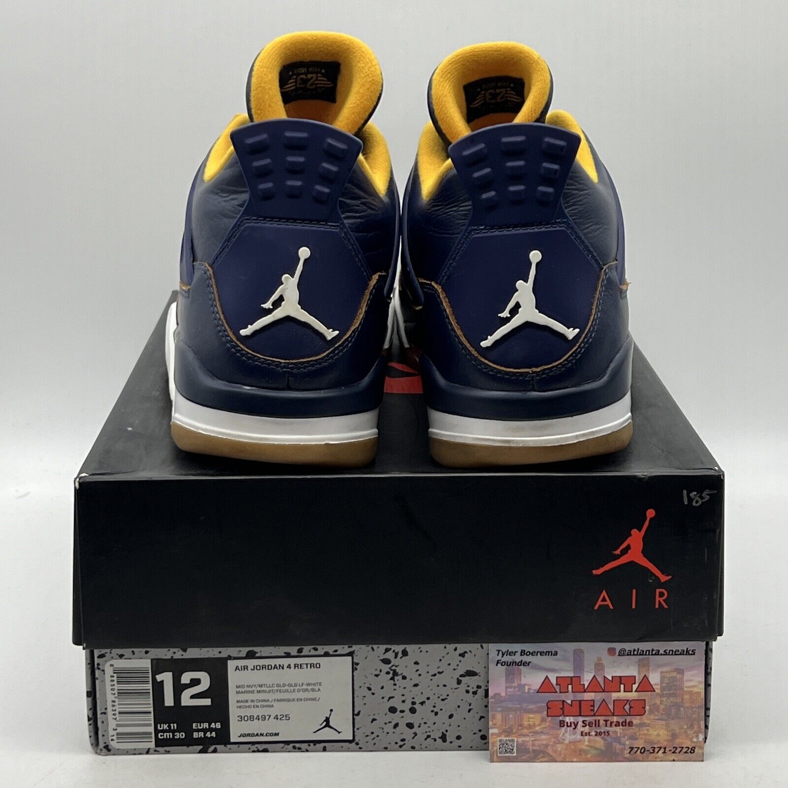 Size 12 - Air Jordan 4 Retro Dunk From Above Navy Yellow Gum Leather 308497-425