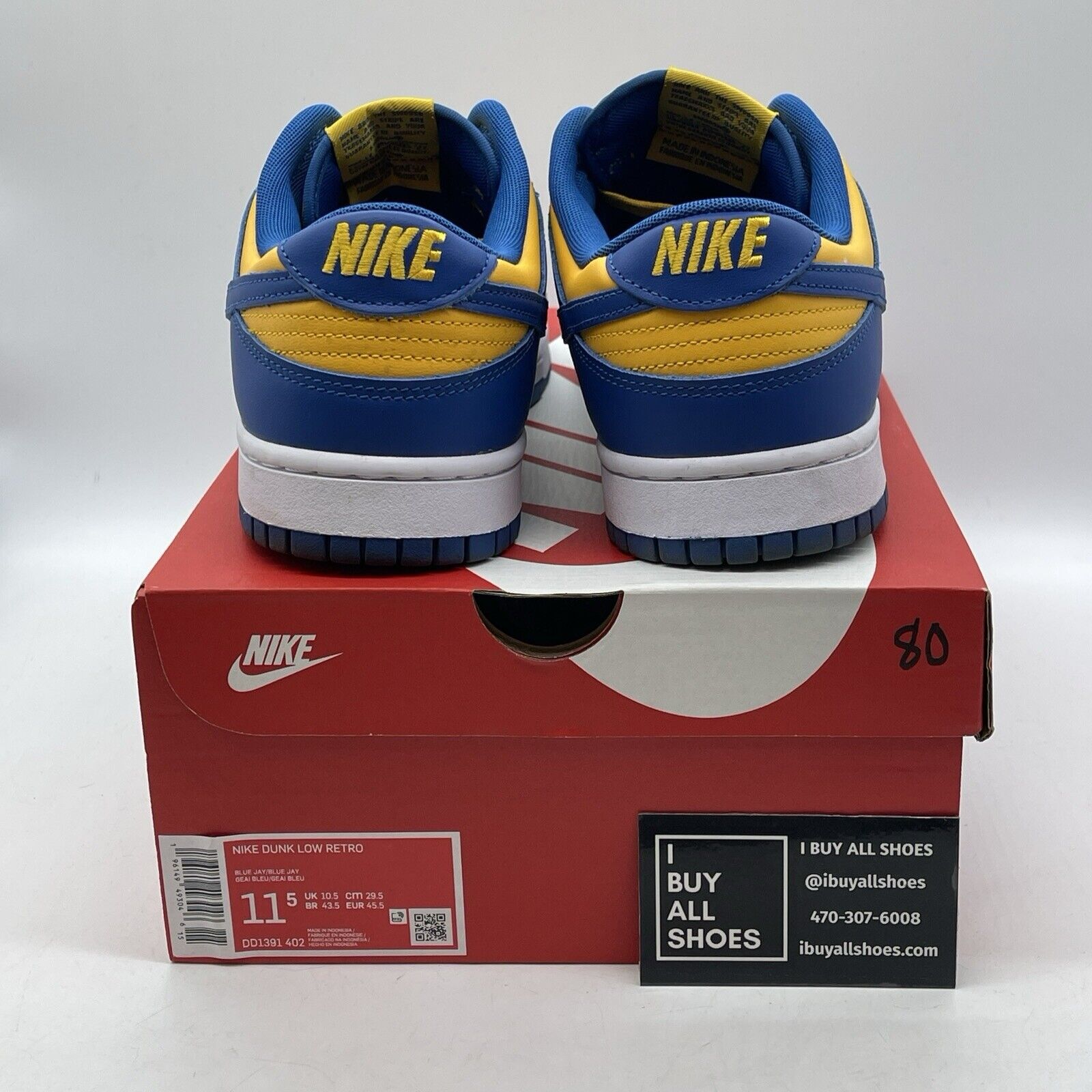 Size 11.5 - Nike Dunk Low UCLA Yellow Blue White Suede Leather (DD1391-402)