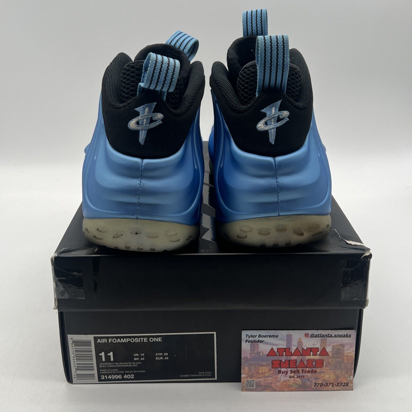 Size 11 - Nike Air Foamposite One University Blue Black Suede (314996-402)