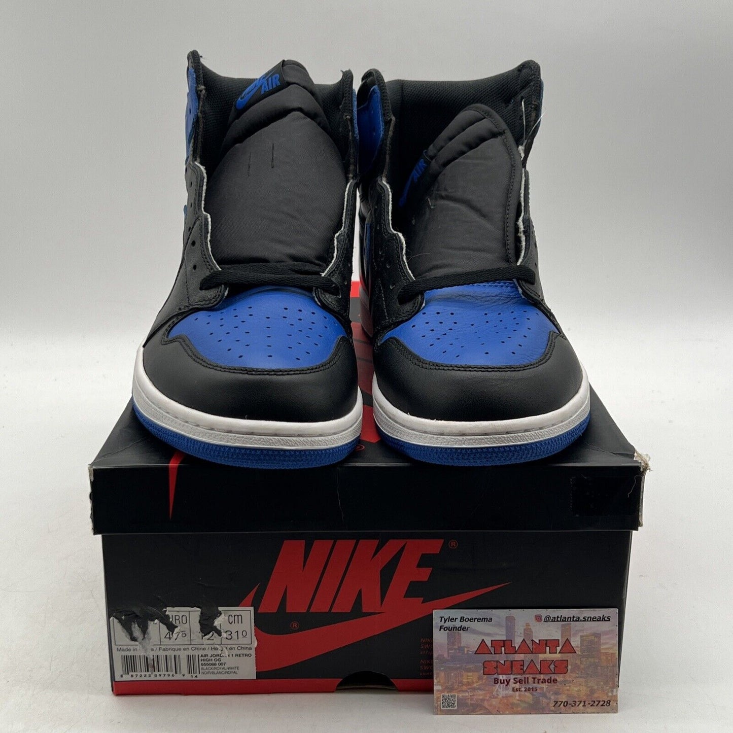 Size 14 - Jordan 1 Retro OG High Royal Black White Leather Blue (555088-007)