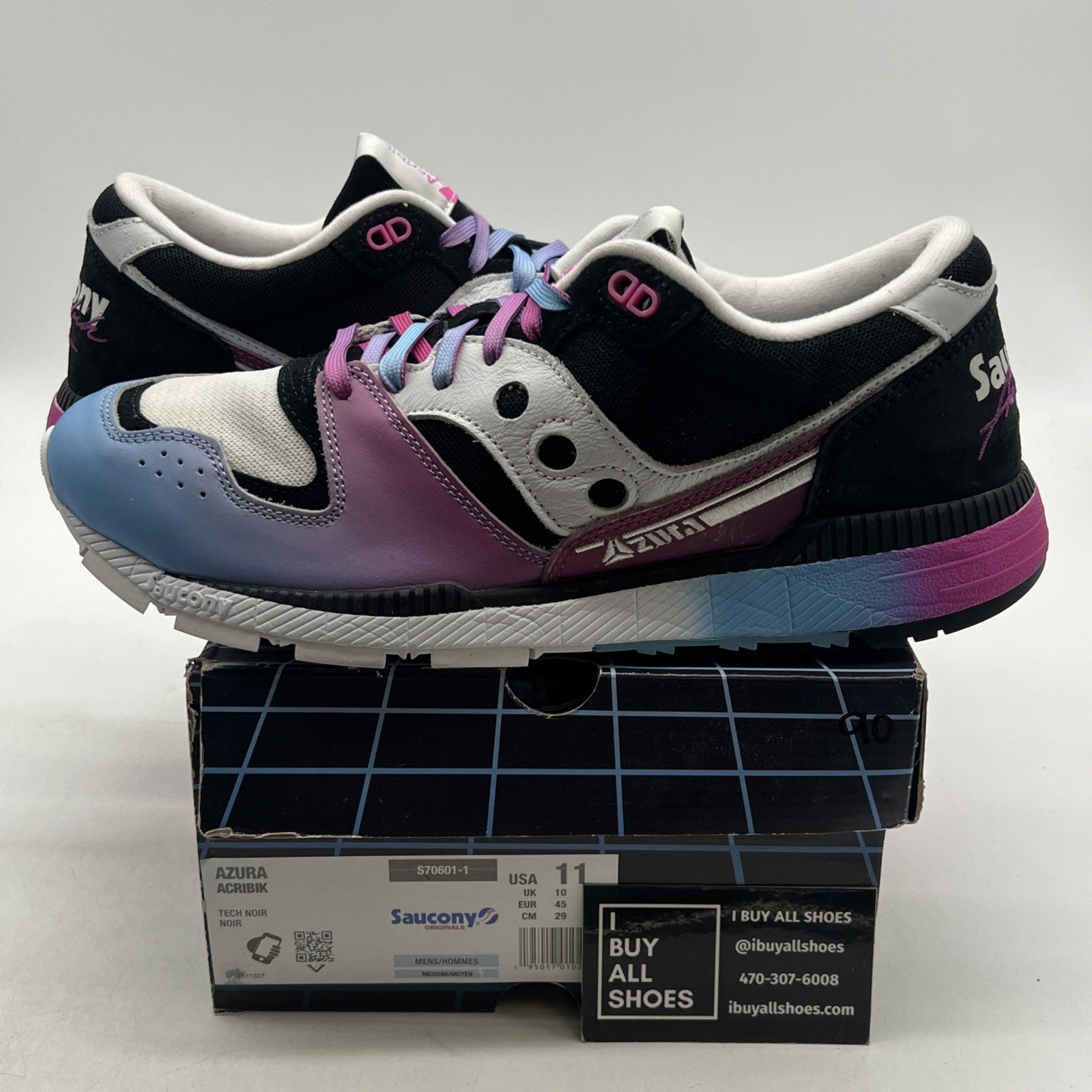 Size 11 - Acribik X Saucony Azura Tech Noir Black White (S70601-1)