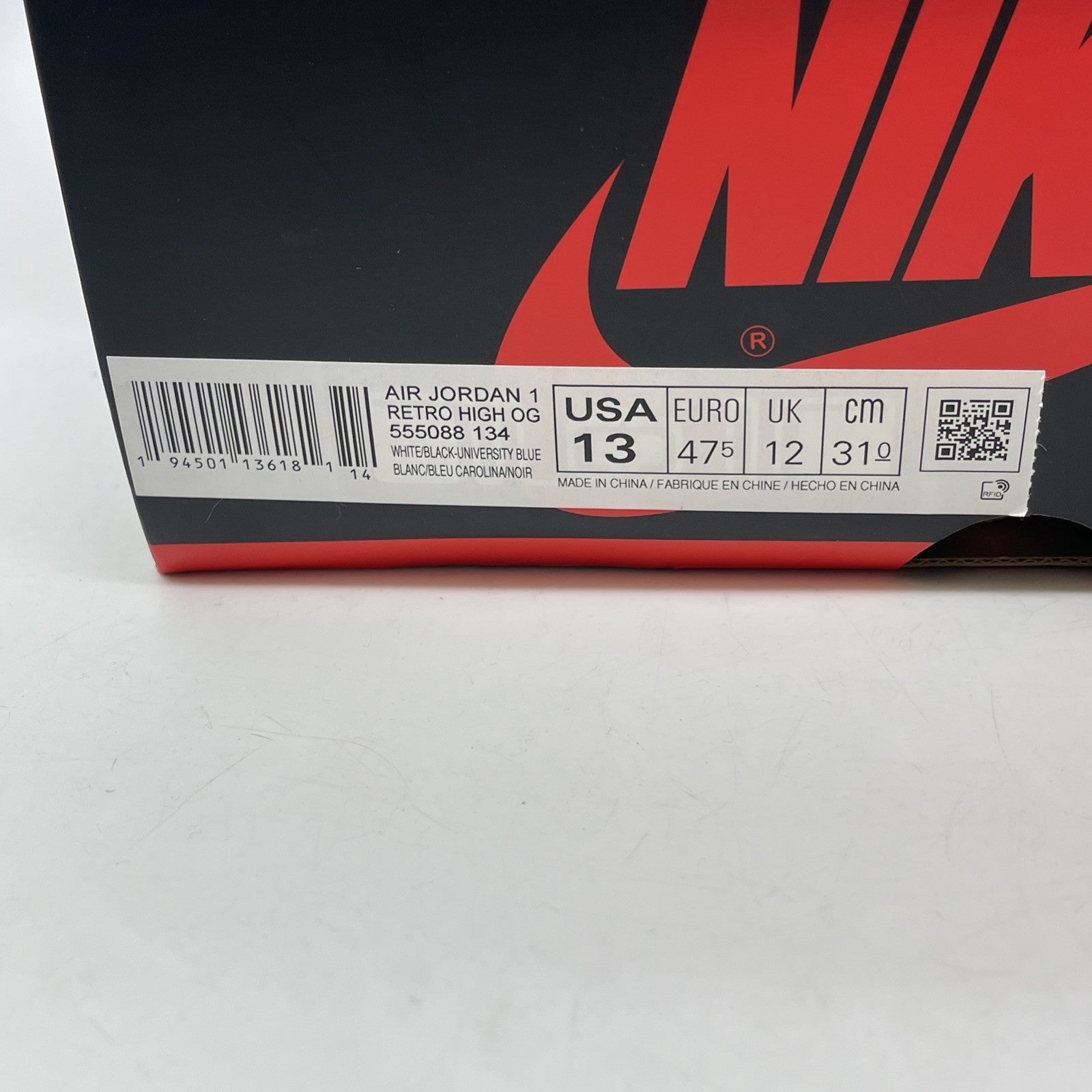 Size 13 - Jordan 1 Retro OG High University Blue White Suede (555088-134)