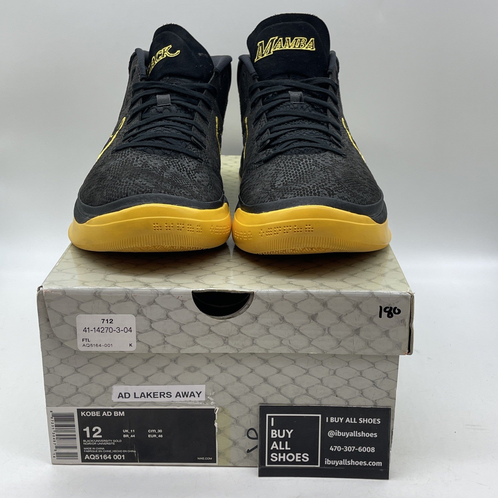 Size 12 - Nike Kobe A.D. BM Mid City Edition Black Yellow Suede (AQ5164-001)