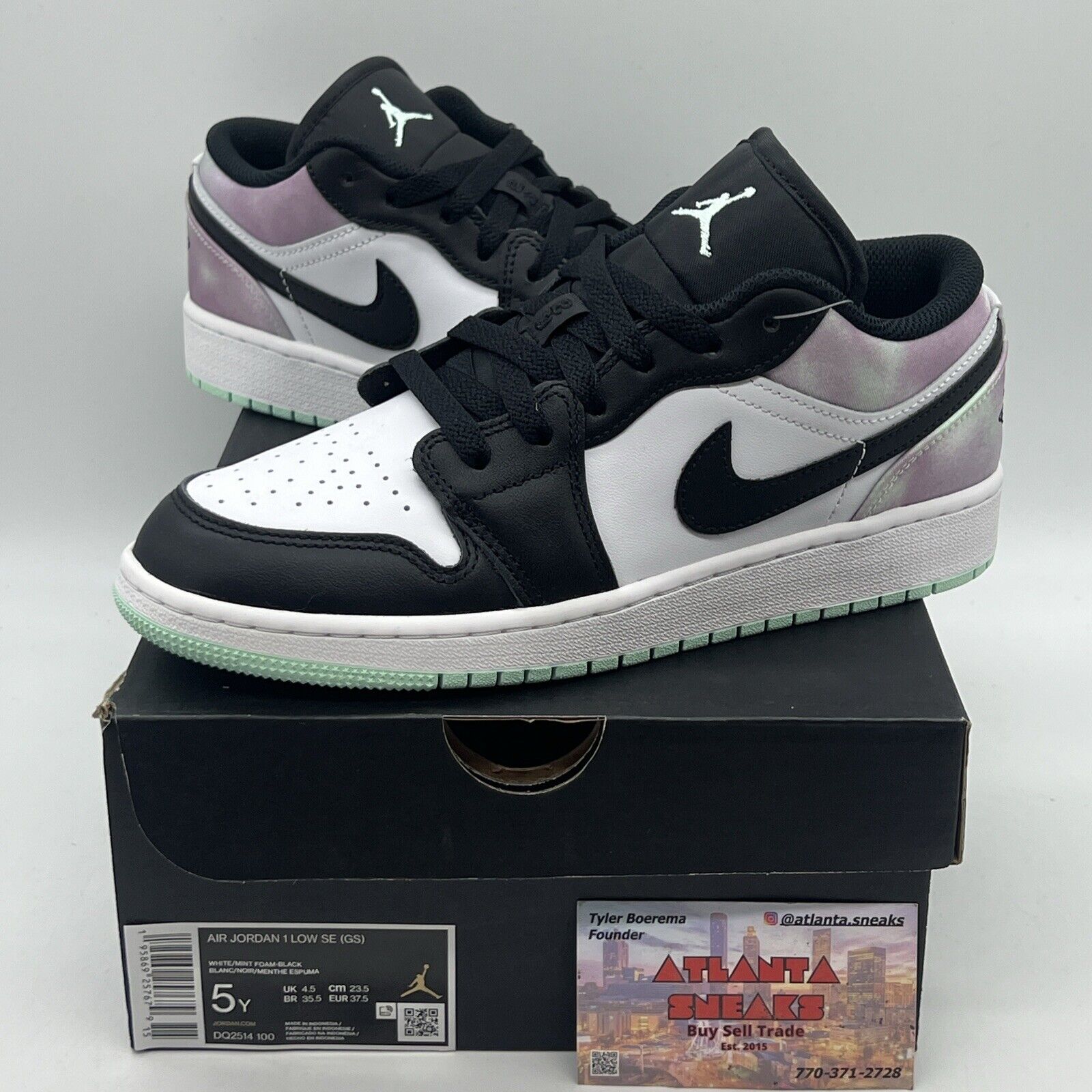 Air Jordan 1 Low SE Pastel Tie-Dye GS Size 5Y / DQ2514-100 Brand New Og All