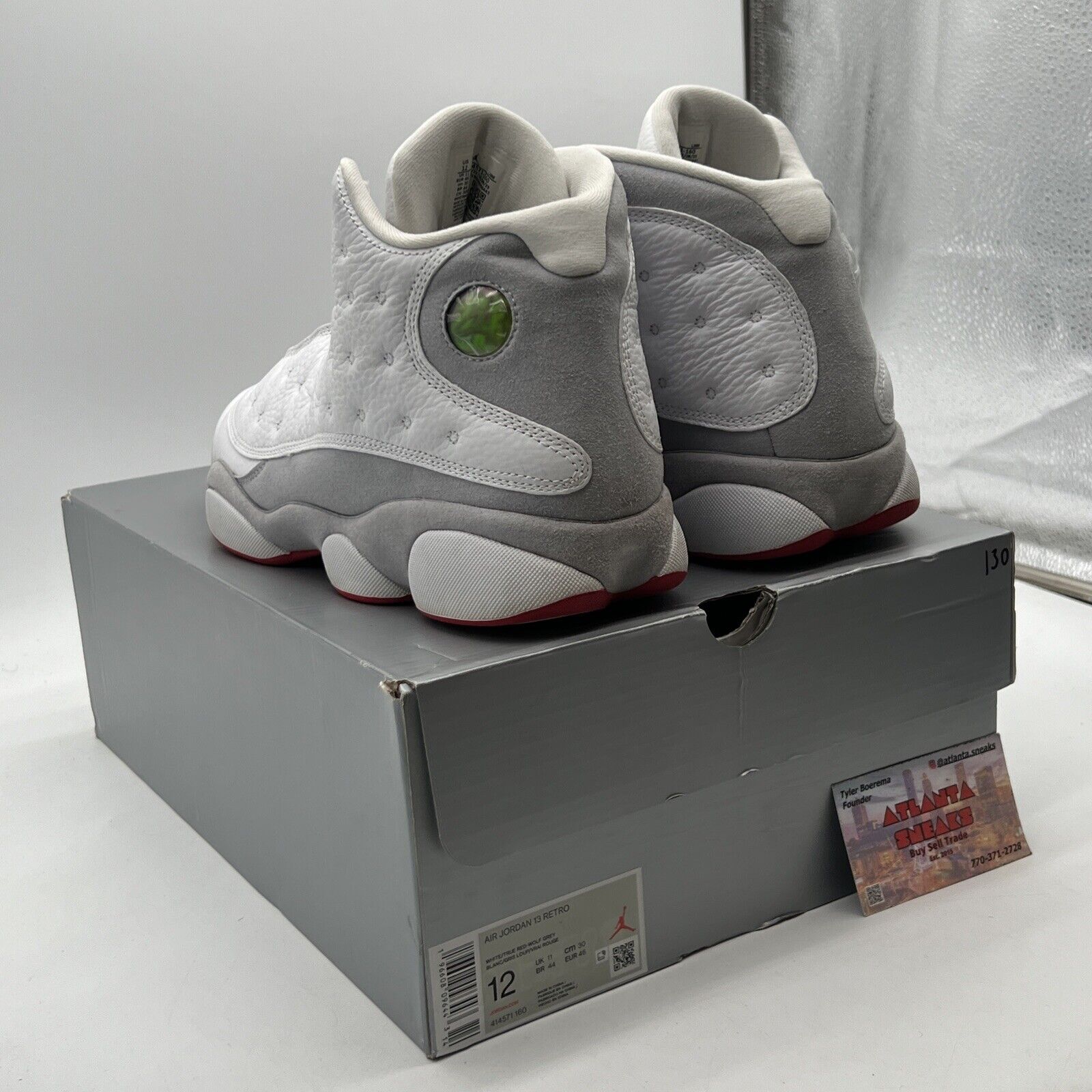 Size 12 - Air Jordan 13 Retro White Wolf Grey Leather Suede (414571-160)