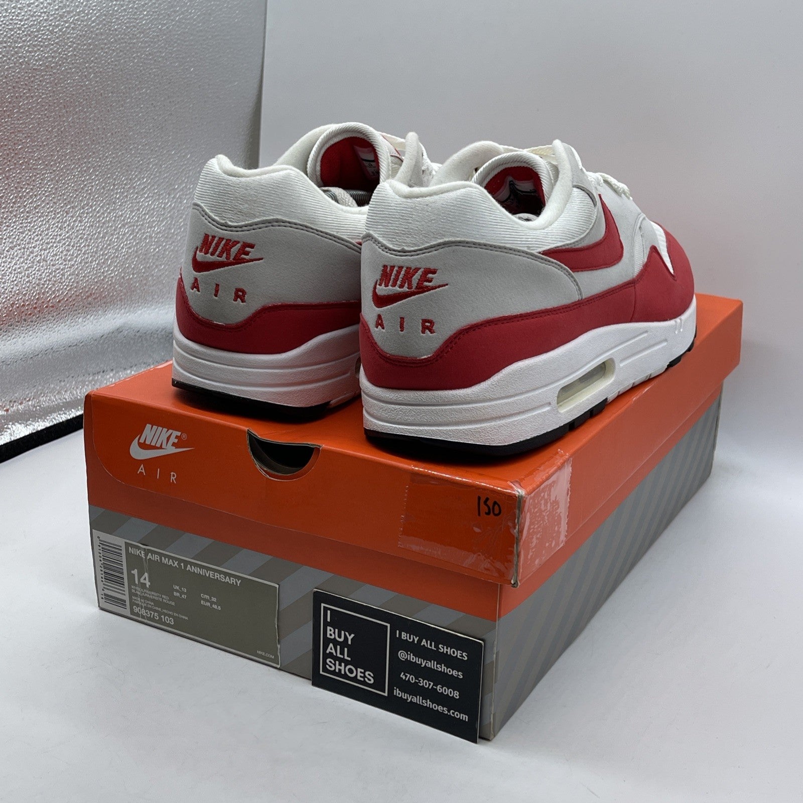 Size 14 - Nike Air Max 1 OG Anniversary 2017 Re-Release Red (908375-103)