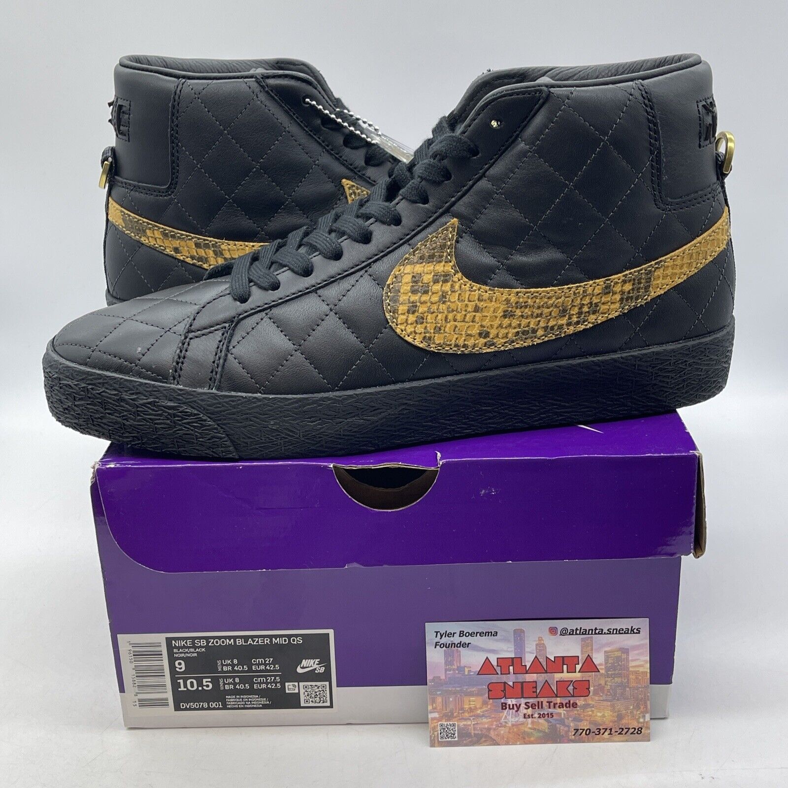 Size 9 - Nike Supreme x Zoom Blazer QS SB Mid Black Snakeskin (DV5078-001)