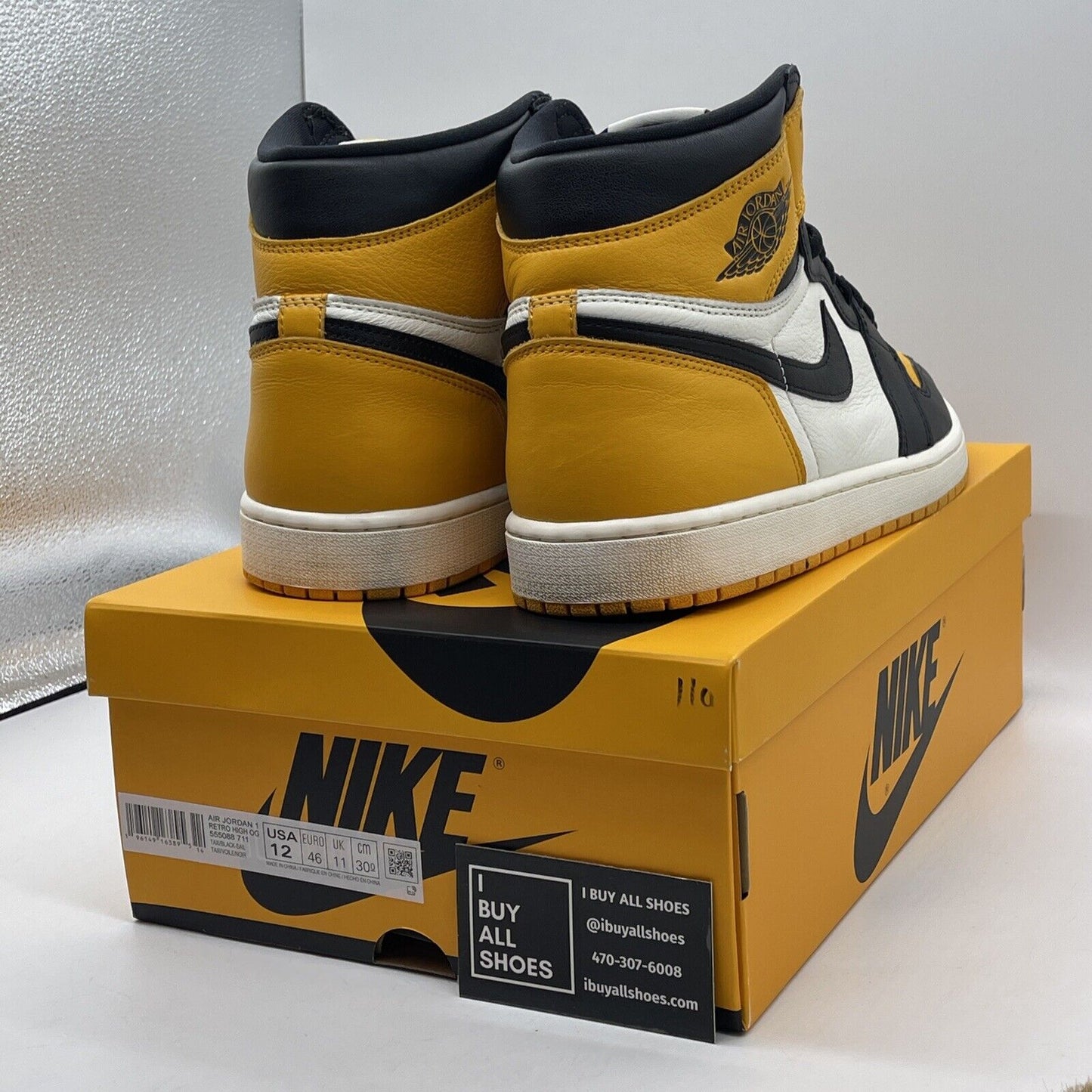 Size 12 - Jordan 1 Retro OG High Yellow Toe White Black Leather (555088-711)