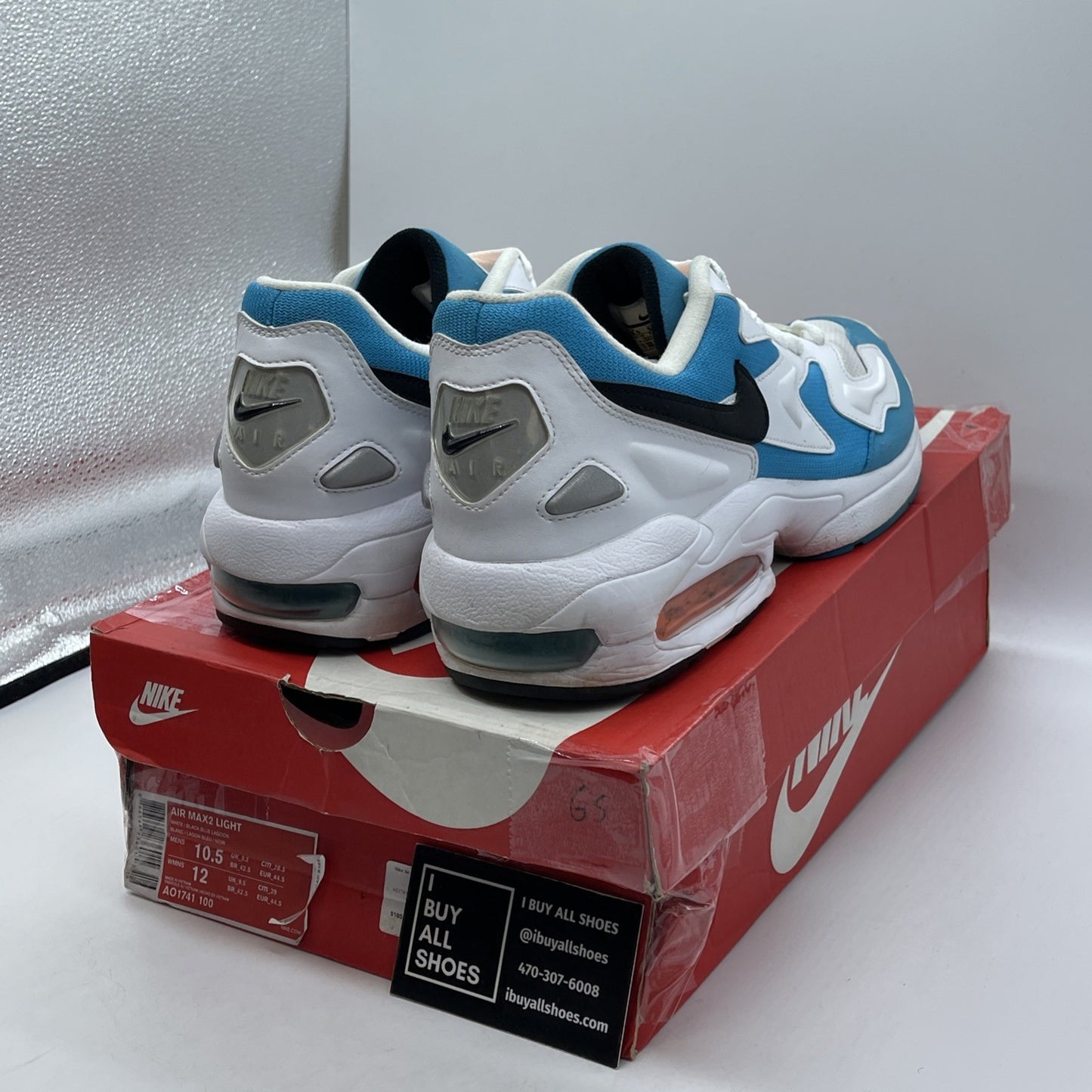 Size 10.5 - Nike Air Max 2 Light OG Blue Lagoon White Suede Leather (AO1741-100)