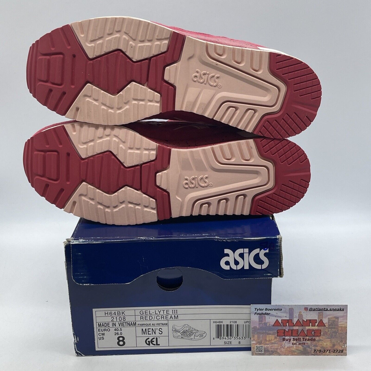 Size 8 - ASICS Gel Lyte 3 Strawberry & Cream Red Suede White Leather (H64BK2108)