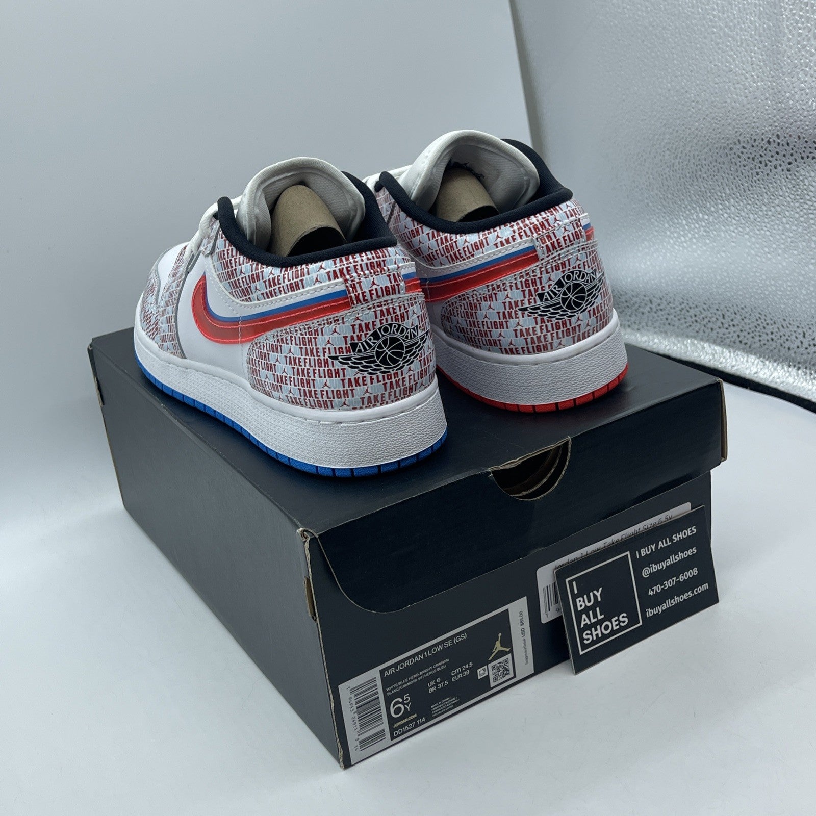 Size 6.5Y (GS) - Jordan 1 SE Mid Take Flight White Leather (DD1527-114)