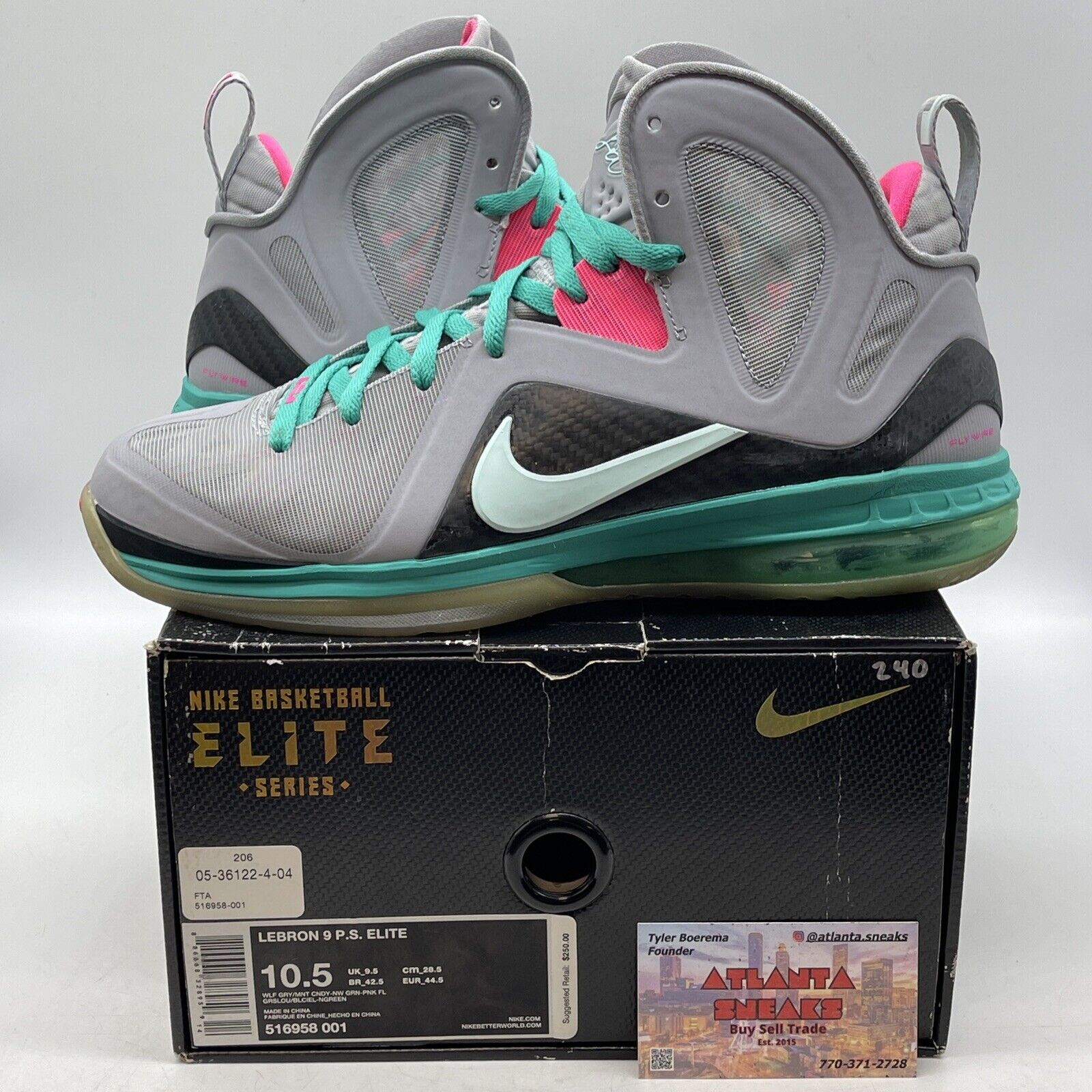 Size 10.5 - Nike LeBron 9 P.S. Elite South Beach Suede Leather (516958-001)