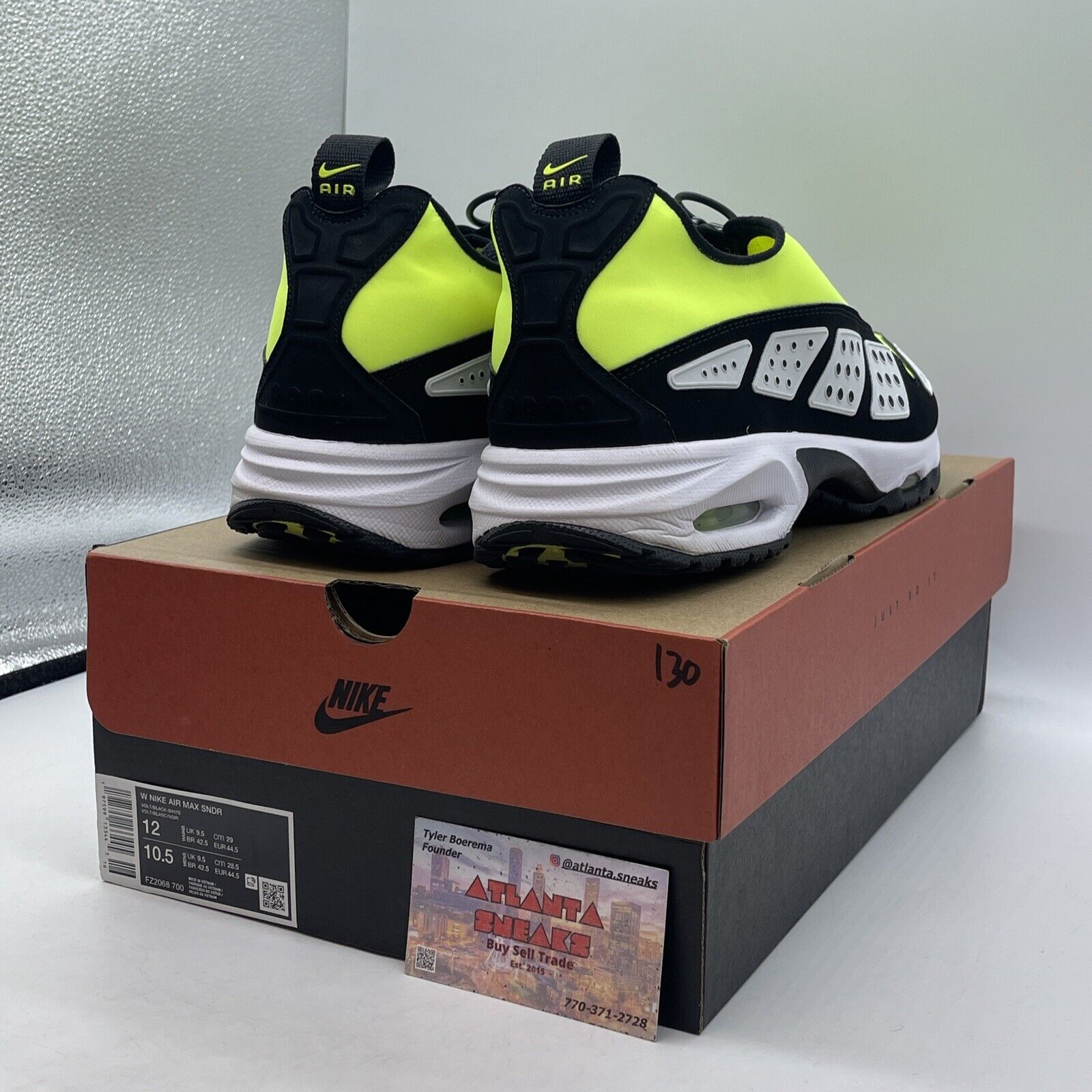 Size 12W - Nike Air Sunder Max Electric Green Black grey Suede (FZ2068-700)