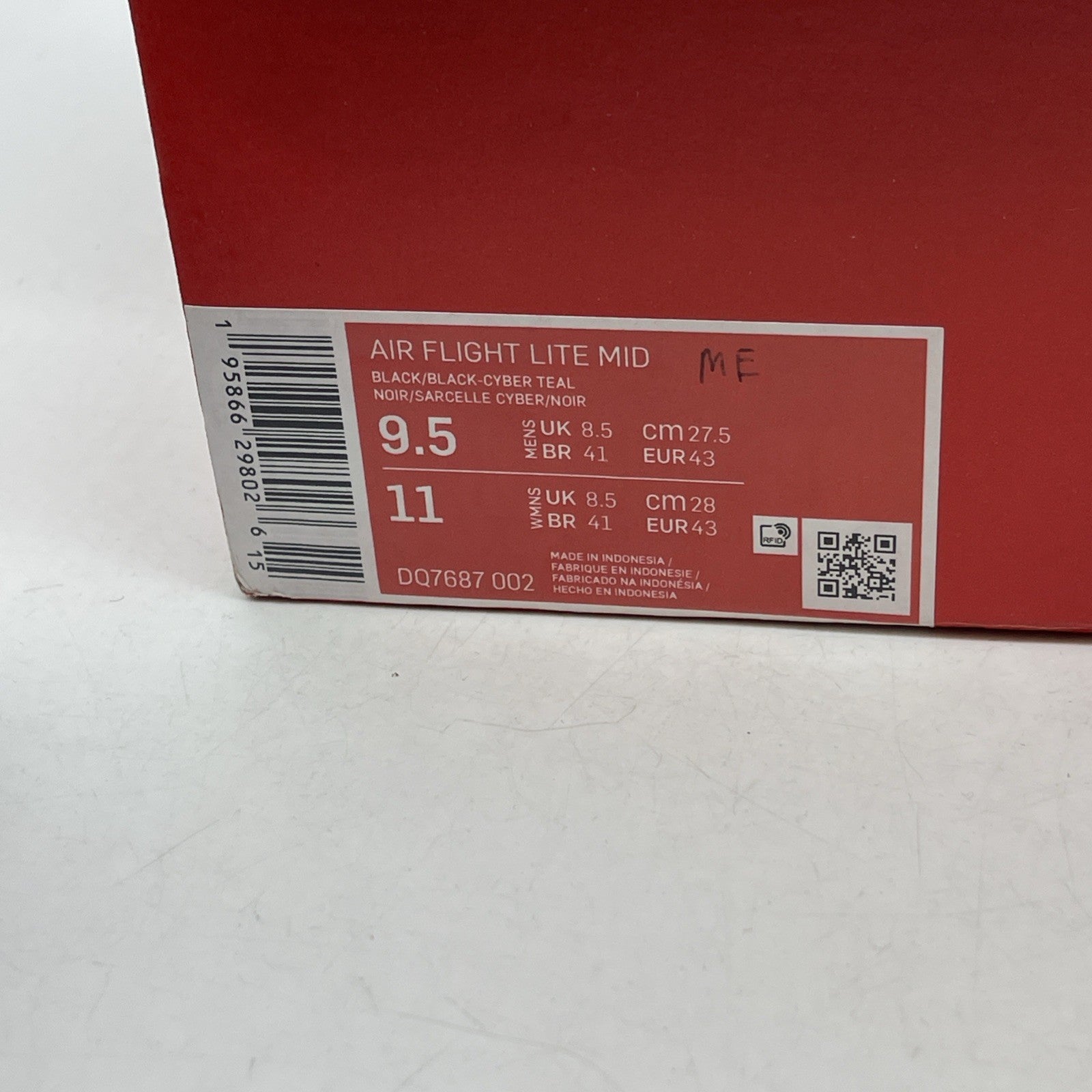 Size 9.5 - Nike Air Flight Lite Mid Black Cyber Teal (DQ7687-002)