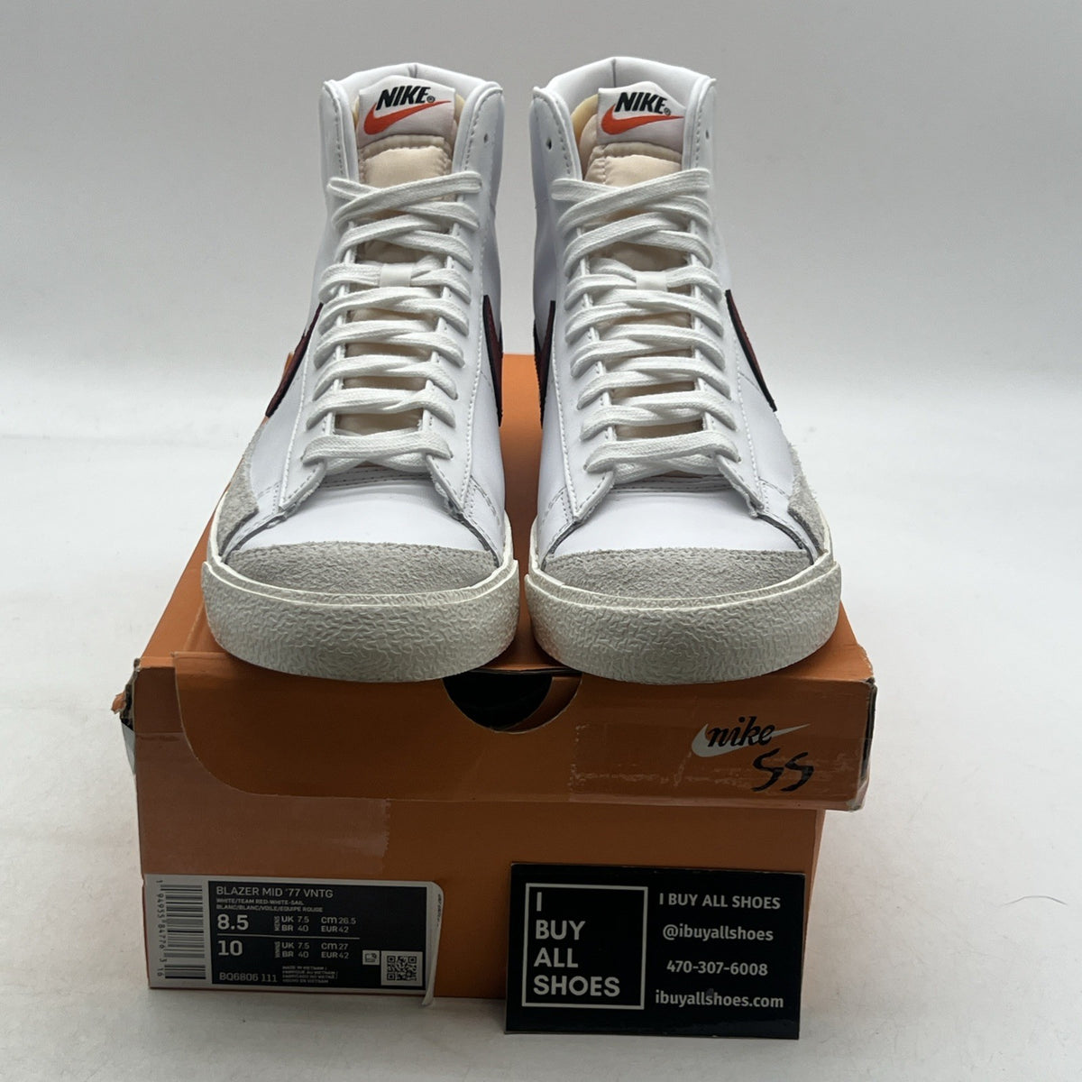 Size 8.5 - Nike Blazer '77 Vintage Mid White Team Red (BQ6806-111)