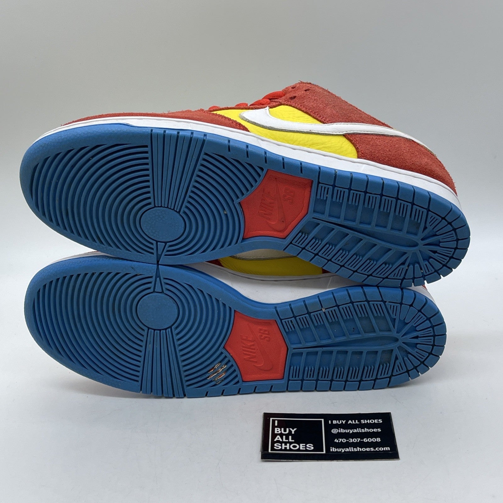 Size 10.5 - Nike SB Dunk Low Bart Simpson Red Yellow Suede Leather (BQ6817-602)