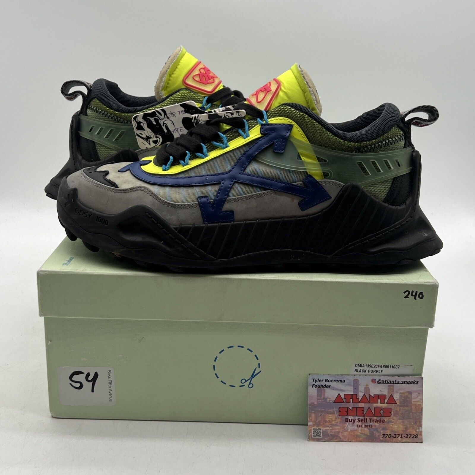 Size 42 EU/ 8 US - Off-White Odsy 1000 Men's Sneakers Black Blue Green
