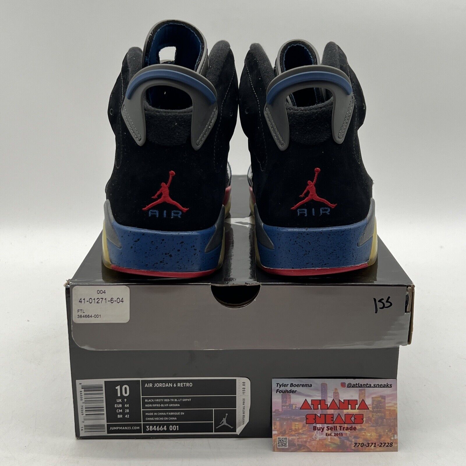 Size 10 - Air Jordan 6 Retro Pistons Grey Black Red Blue Suede (384664-001)