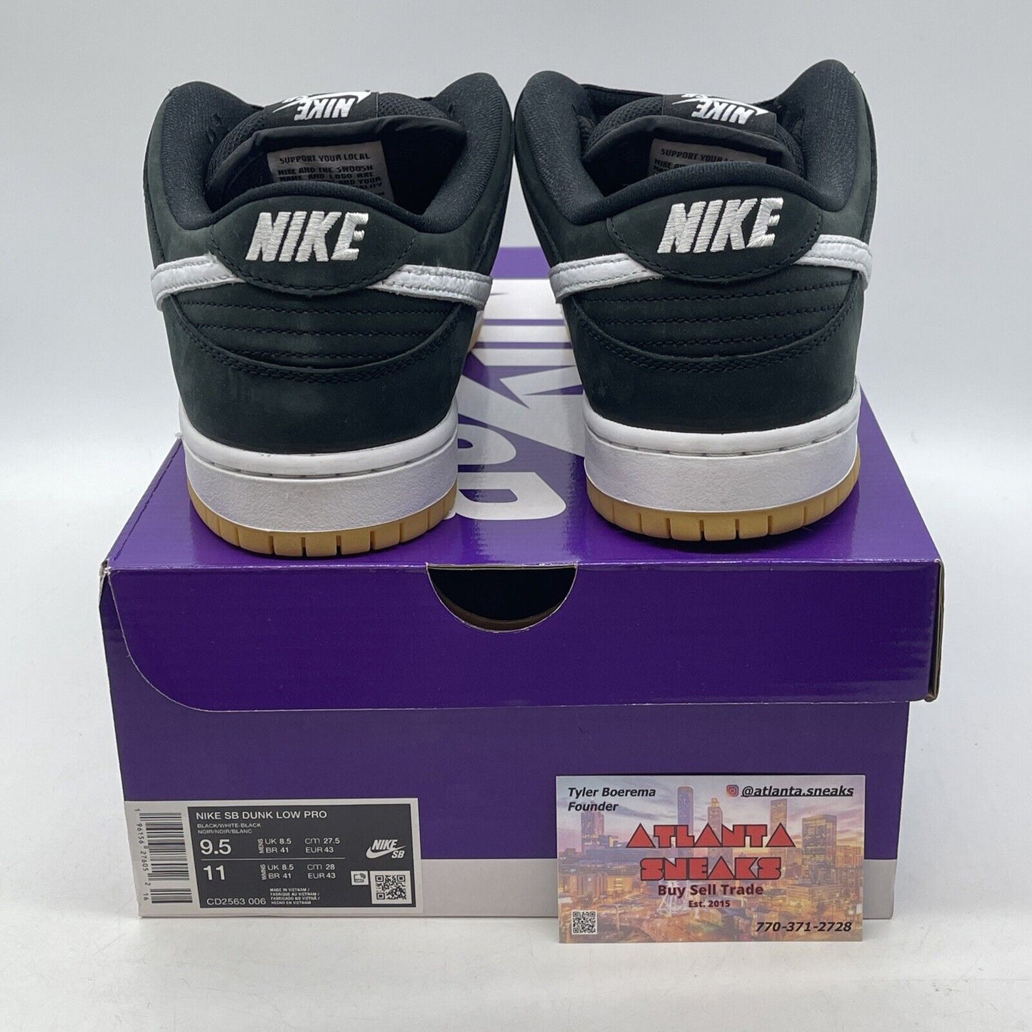 Size 9.5 - Nike Dunk Low SB Black Gum White Brown Suede (CD2563-006)