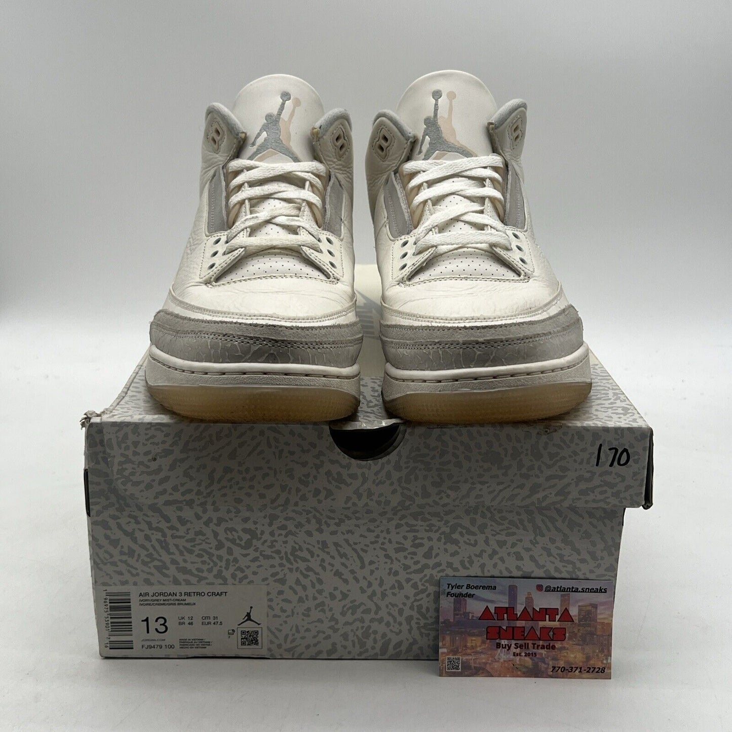 Size 13 - Air Jordan 3 Retro Craft Ivory/Grey White Leather (FJ9579-100)