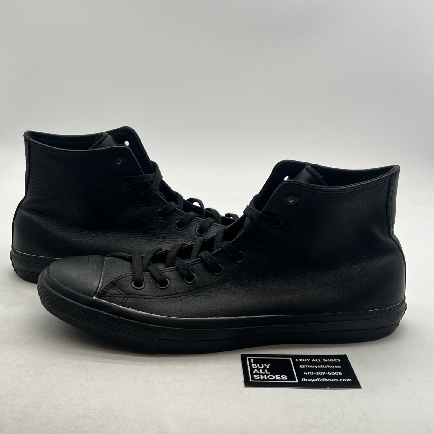 Size 13 -Converse Chuck Taylor All Star Hi Trainers Mono Black Leather (156939C)