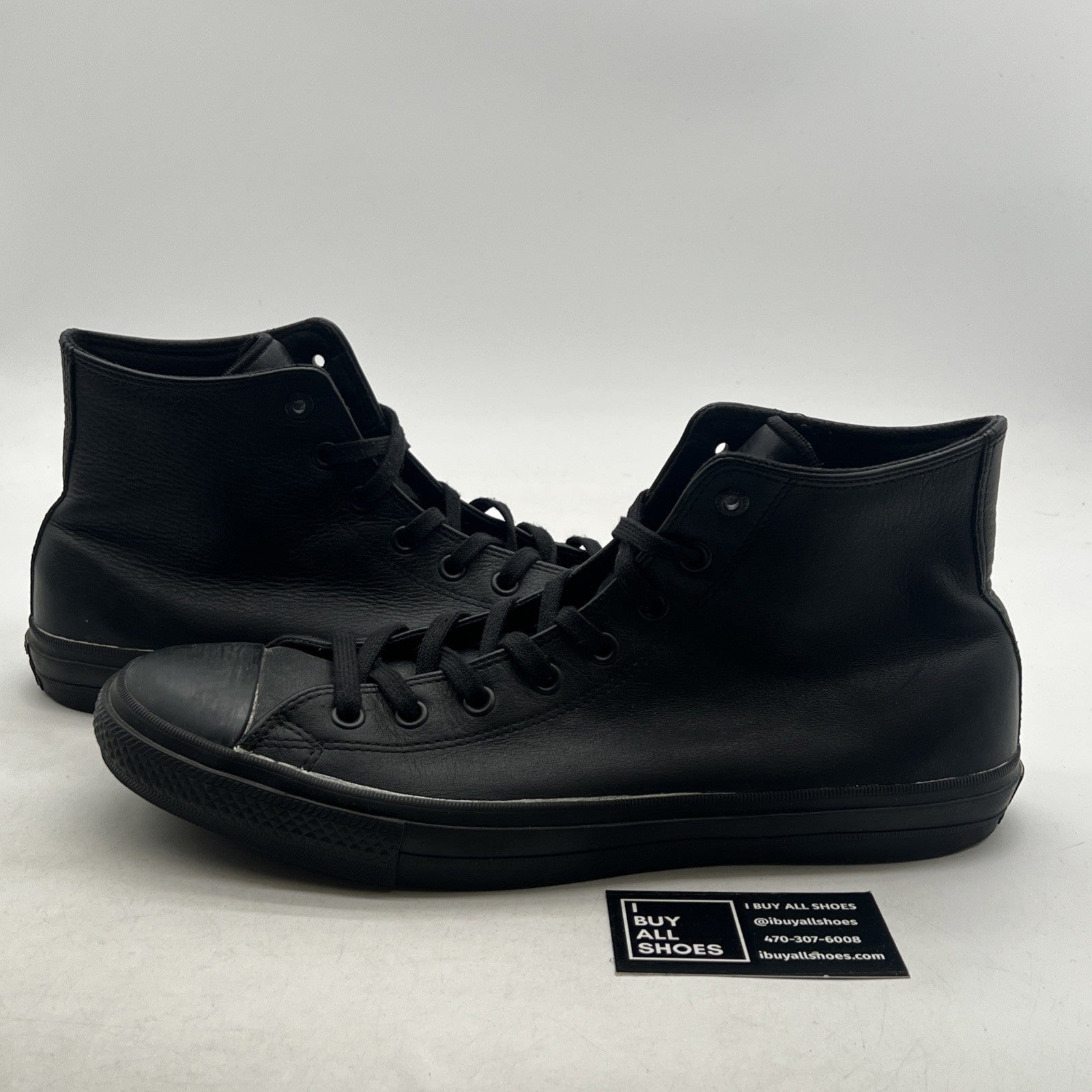 Size 13 -Converse Chuck Taylor All Star Hi Trainers Mono Black Leather (156939C)
