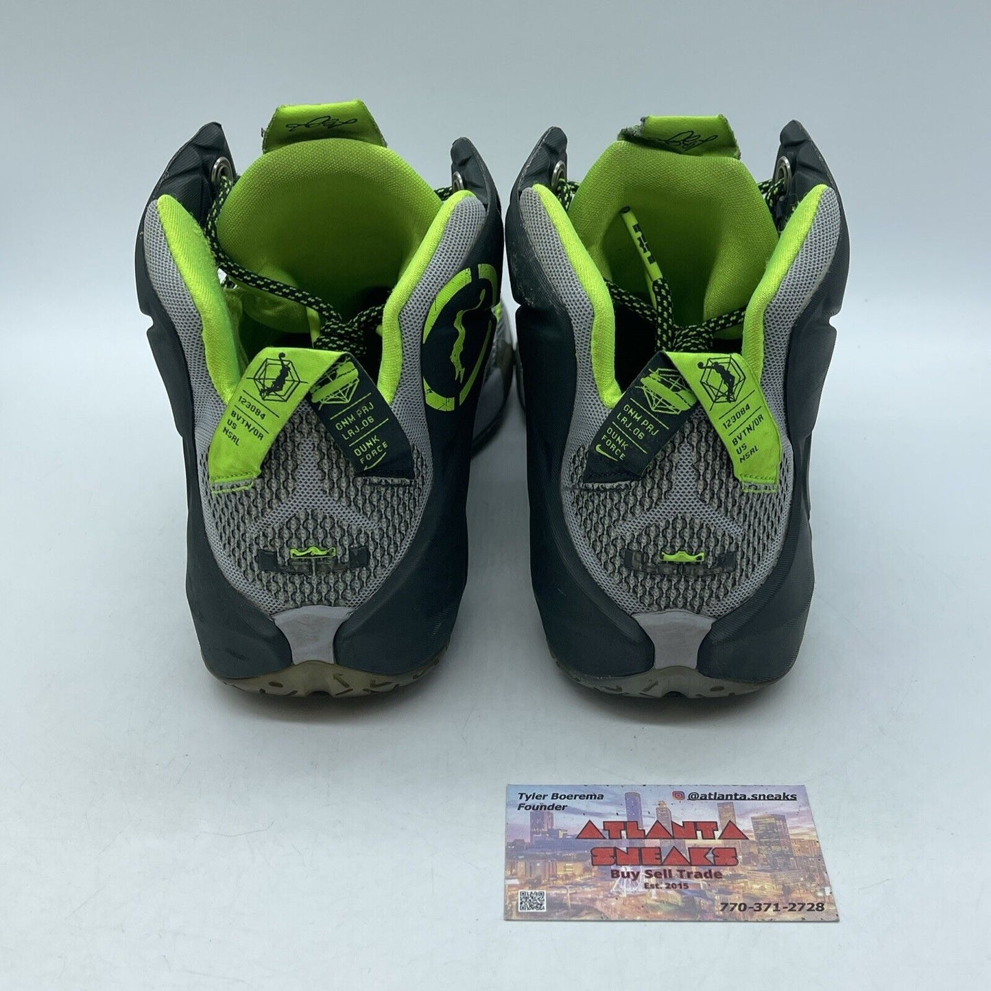 Size 12 - Nike LeBron 12 Dunkman Neon Green Black Suede Leather (684593-001)