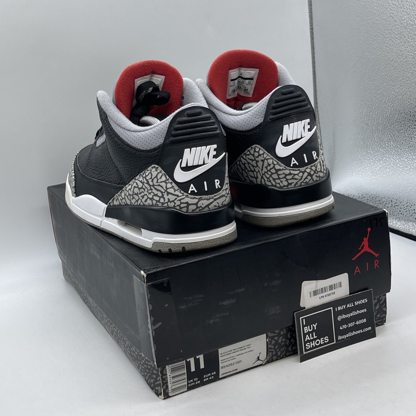 Size 11 - Jordan 3 Retro OG Mid Black Cement Grey Suede Leather (854262-001)