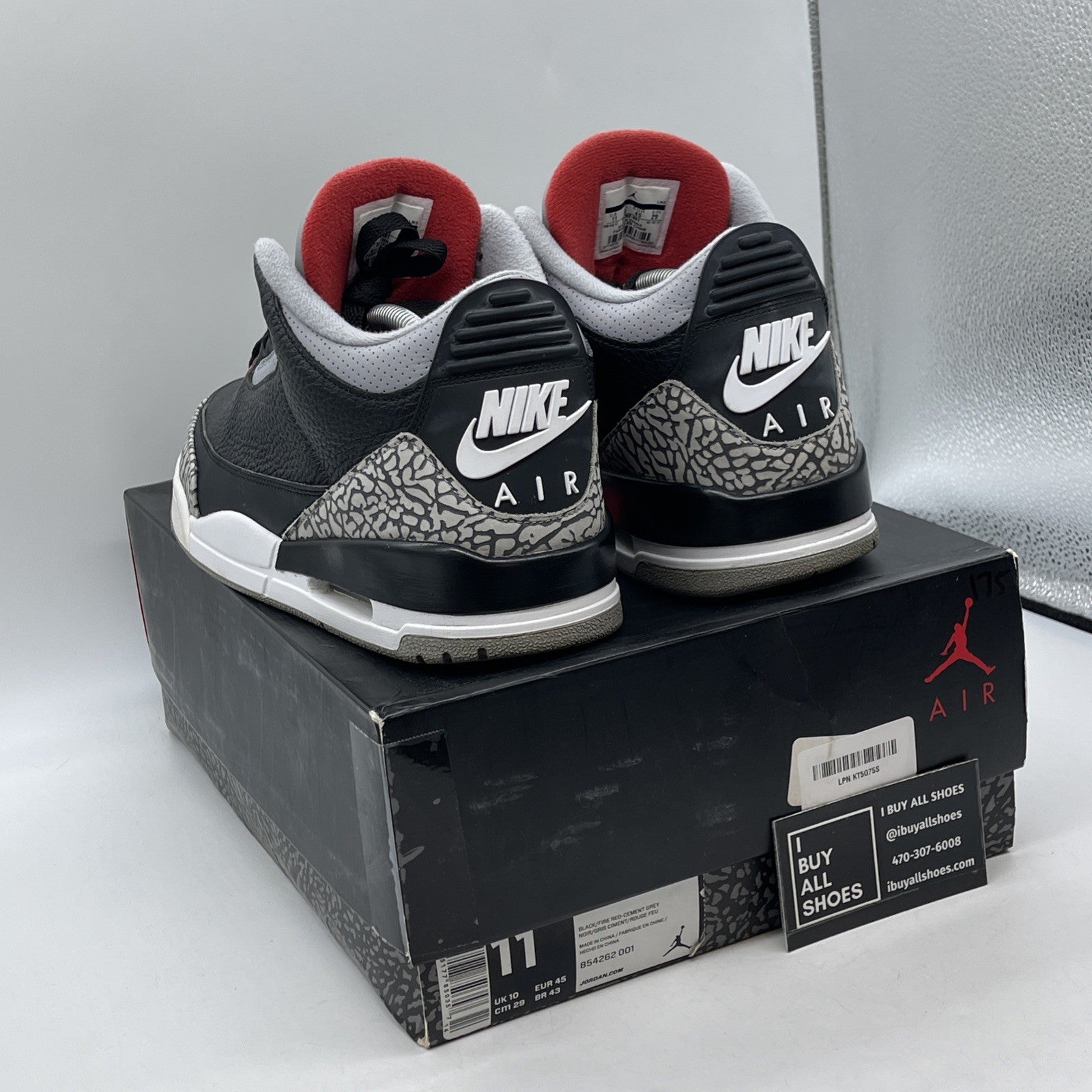 Size 11 - Jordan 3 Retro OG Mid Black Cement Grey Suede Leather (854262-001)