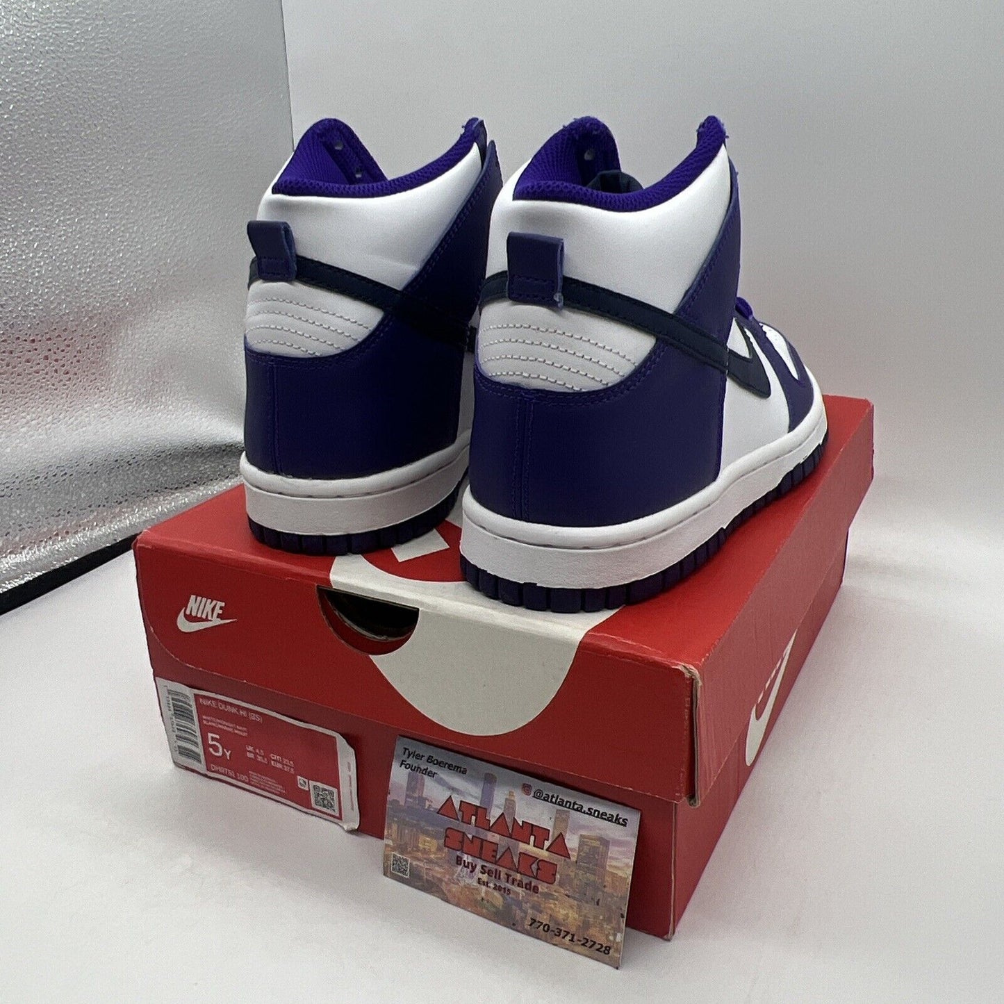 Size 5y - Nike Dunk High Retro ‘Electro Purple-Midnight Navy-White’ Brand New