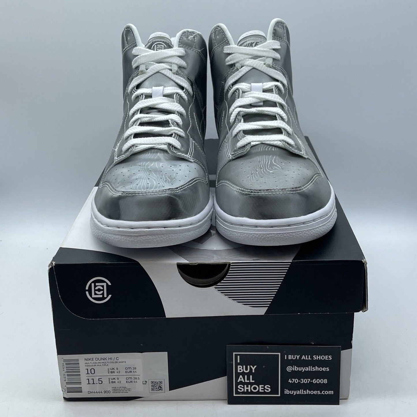 Size 10 - Nike CLOT x Dunk High Flux Silver White Leather (DH4444-900)