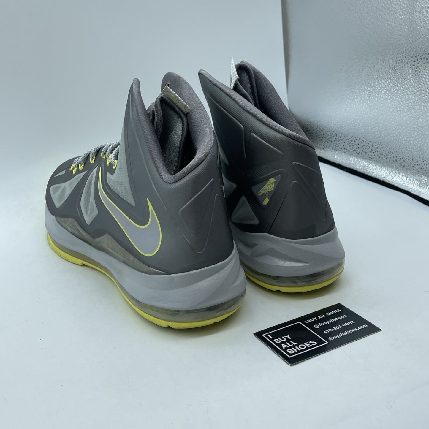Size 13 - Nike LeBron 10 Yellow Diamond Grey Yellow Leather (541100-007)